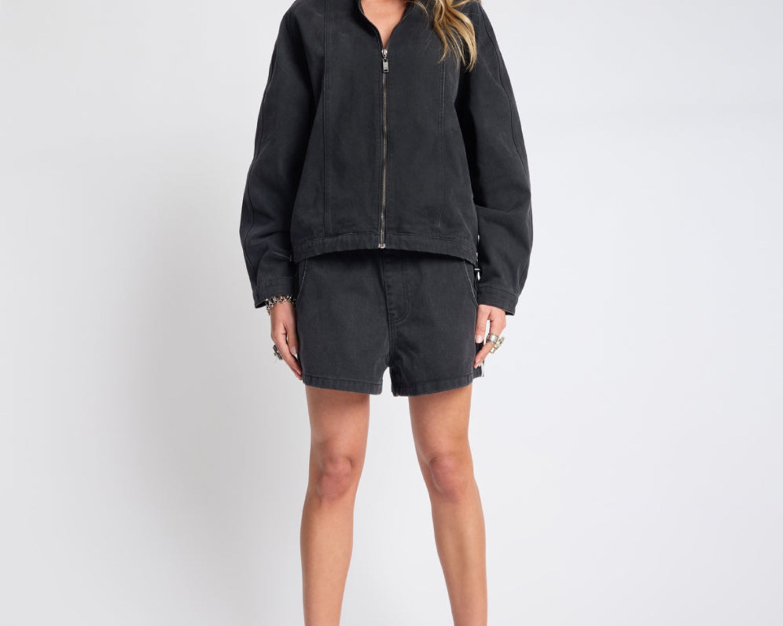 Harley Denim Bomber Jacket - Smokey Black
