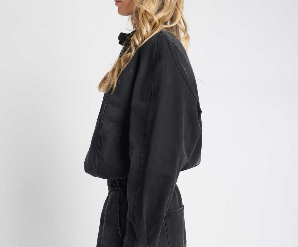 Harley Denim Bomber Jacket - Smokey Black