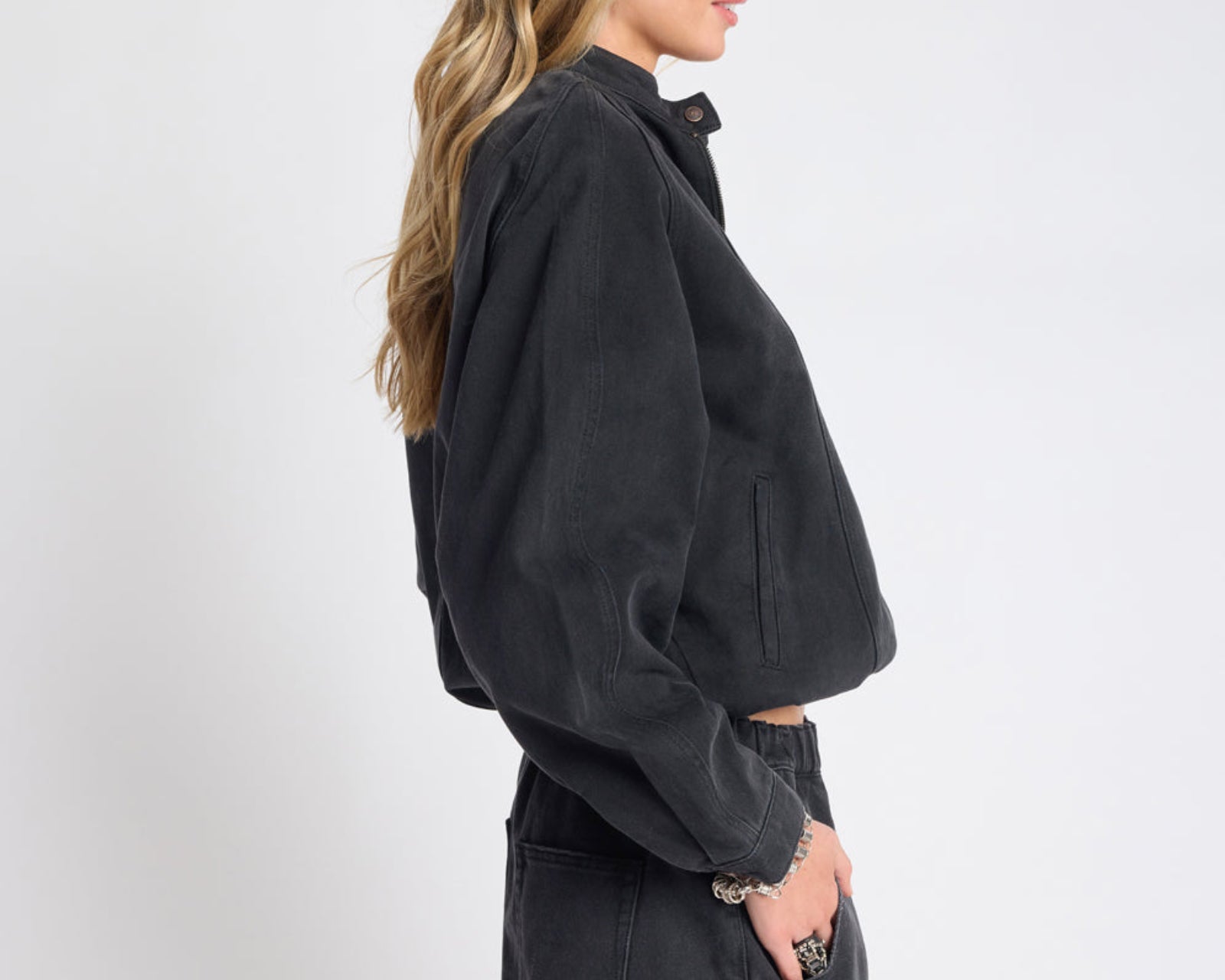 Harley Denim Bomber Jacket - Smokey Black