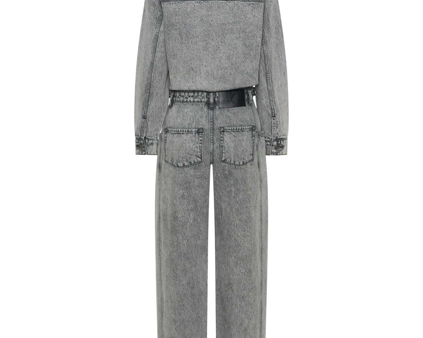 Icon Longsleeved Straight Leg Denim Jumpsuit - Soft Grey