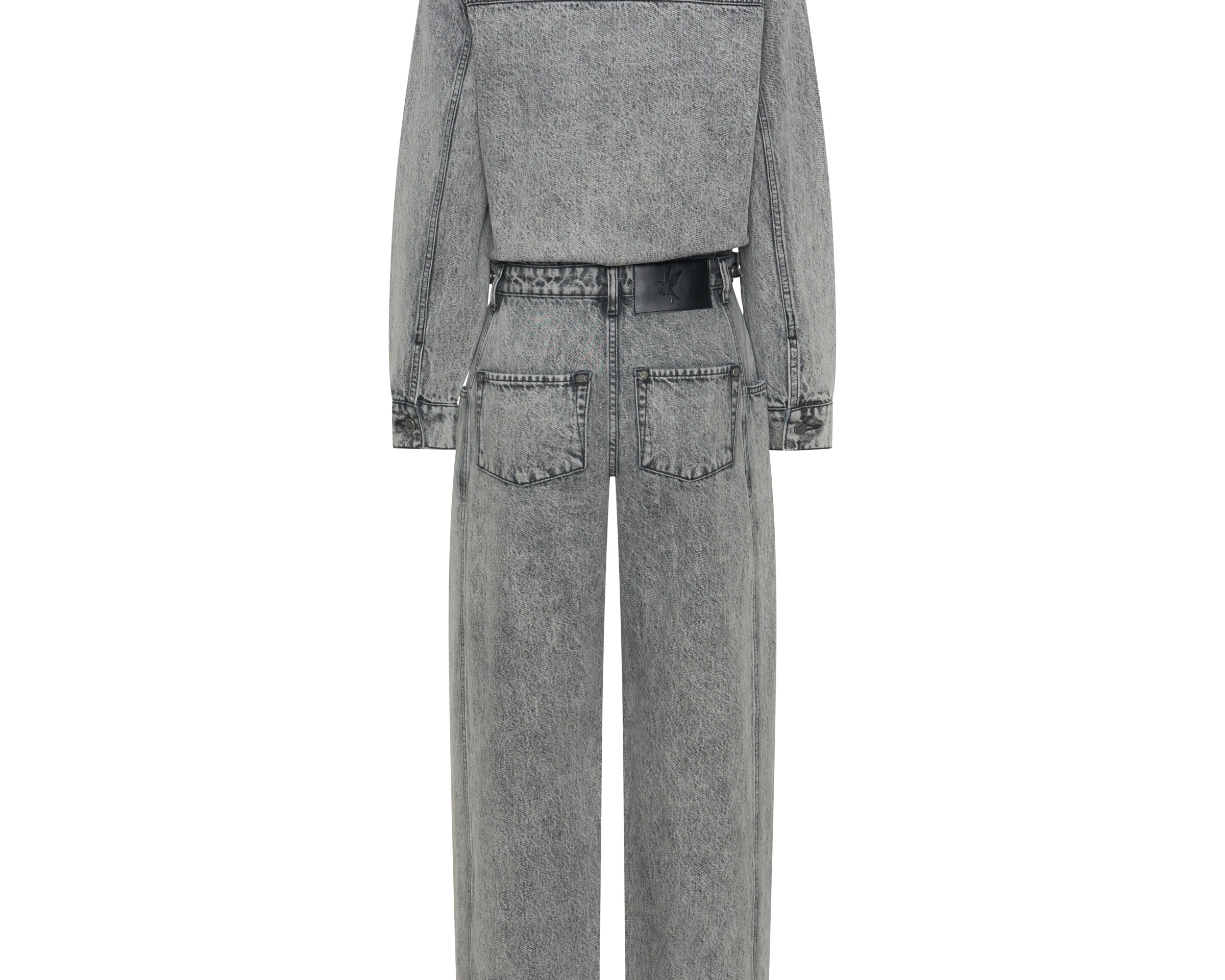 Icon Longsleeved Straight Leg Denim Jumpsuit - Soft Grey