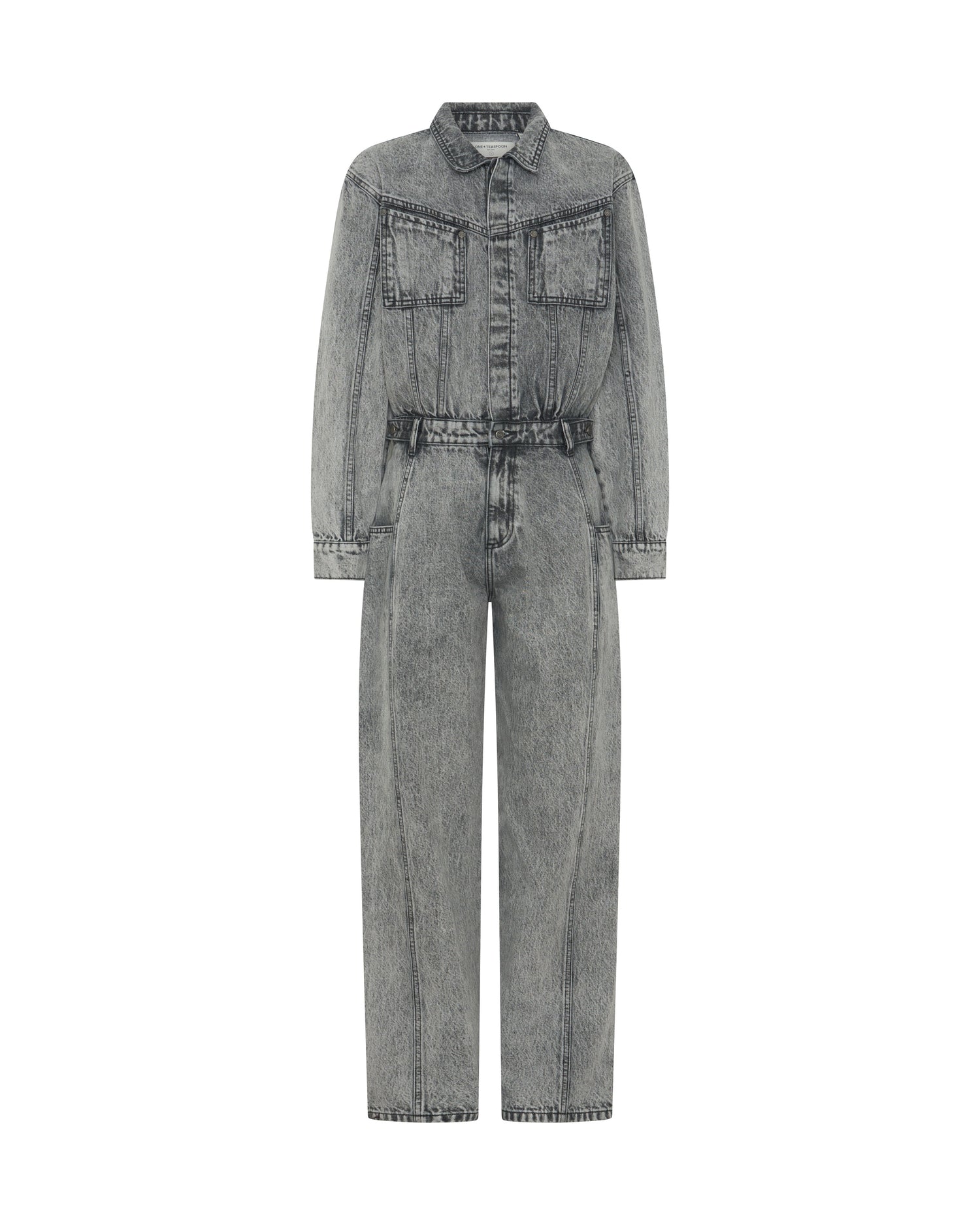 Icon Longsleeved Straight Leg Denim Jumpsuit - Soft Grey