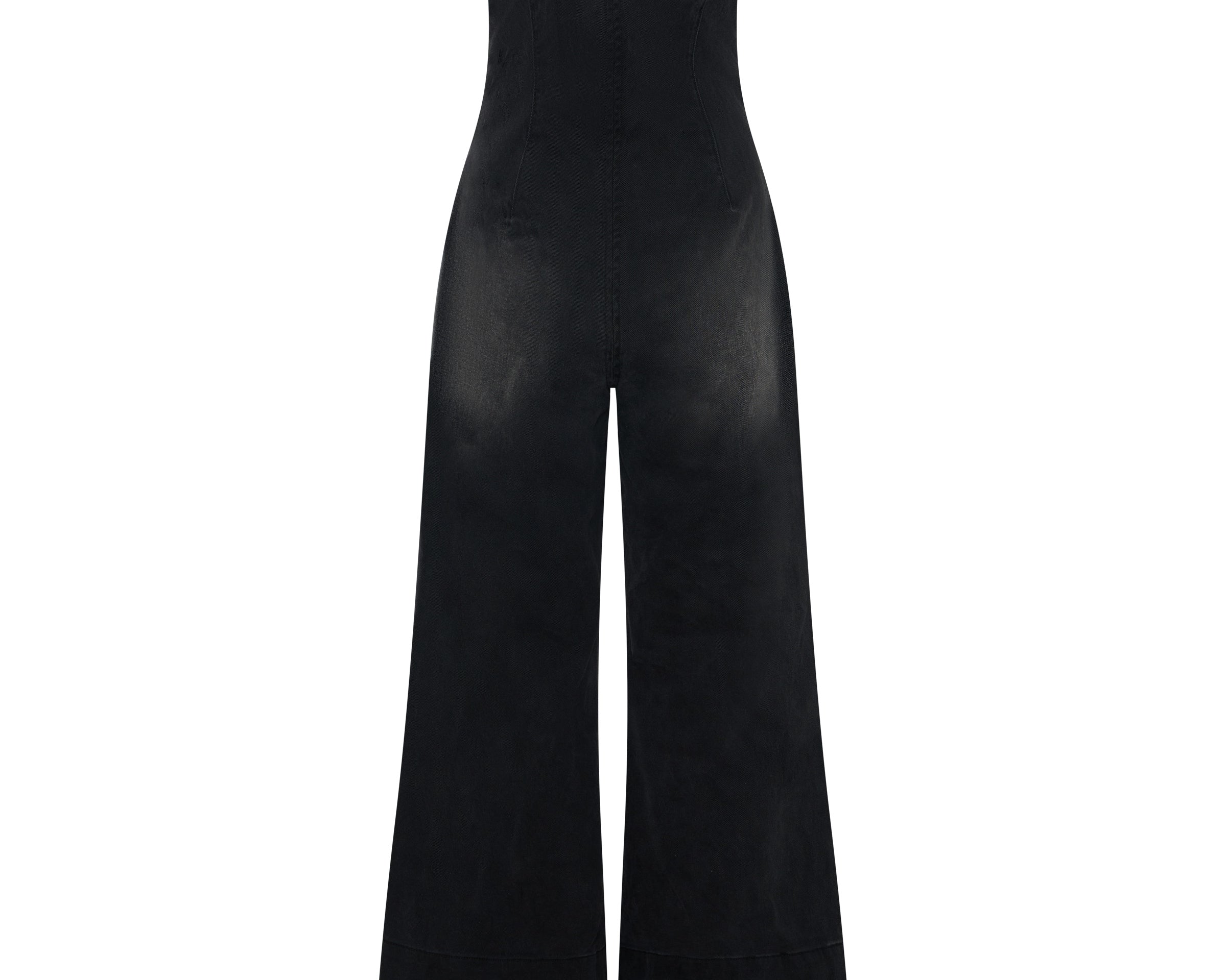 Dark Angel Strapless Wide Leg Denim Jumpsuit - Smokey Black