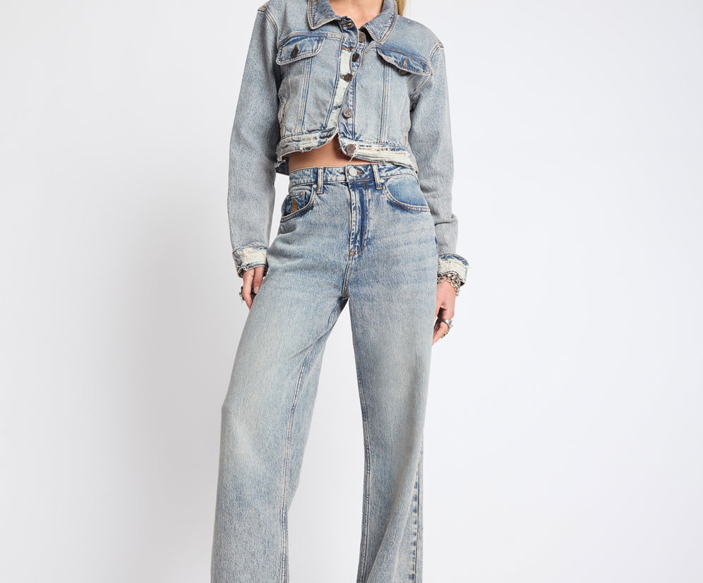 Icon High Waist Straight Leg Denim Jeans - Cloud Blue