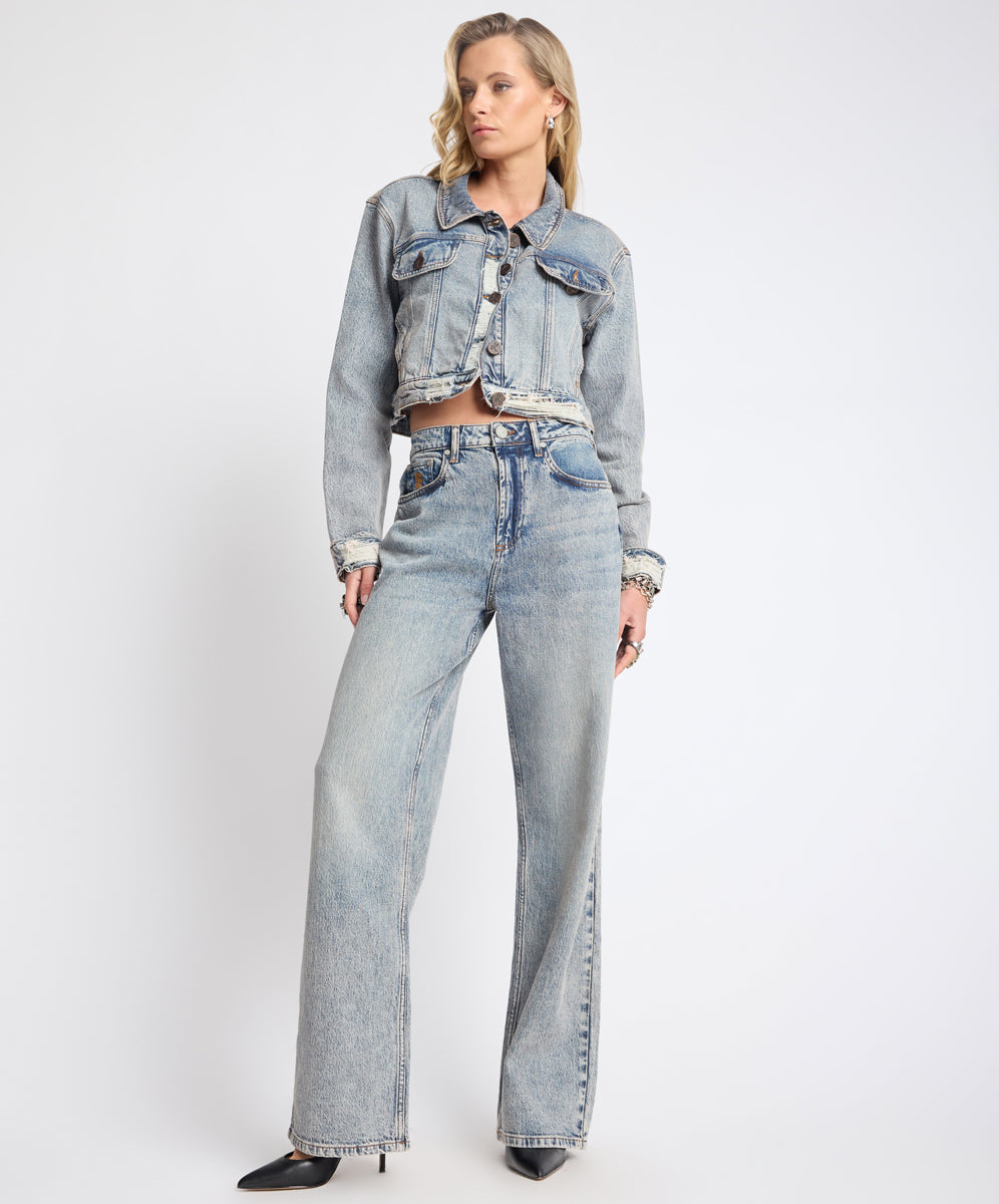Icon High Waist Straight Leg Denim Jeans - Cloud Blue
