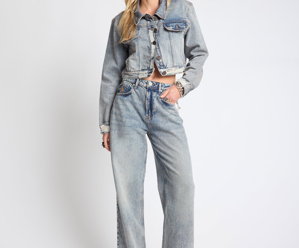 Icon High Waist Straight Leg Denim Jeans - Cloud Blue
