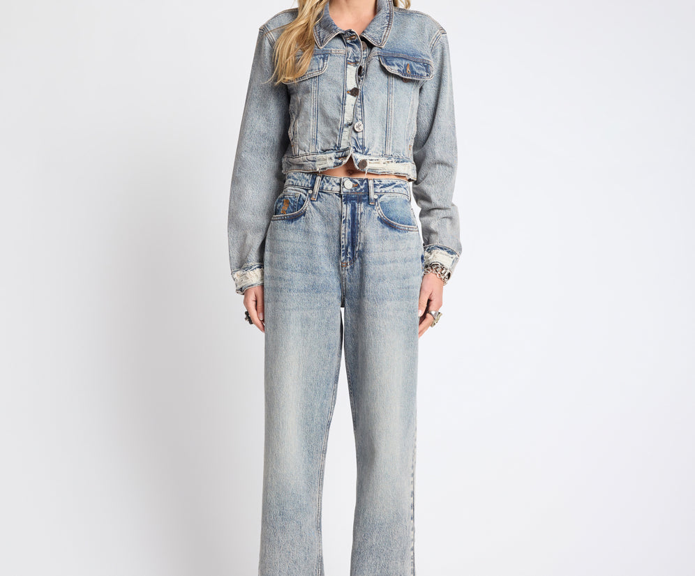 Icon High Waist Straight Leg Denim Jeans - Cloud Blue