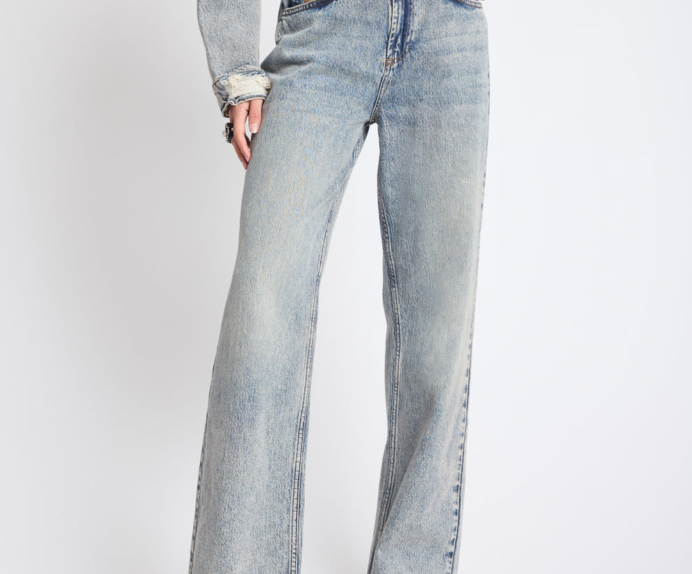 Icon High Waist Straight Leg Denim Jeans - Cloud Blue