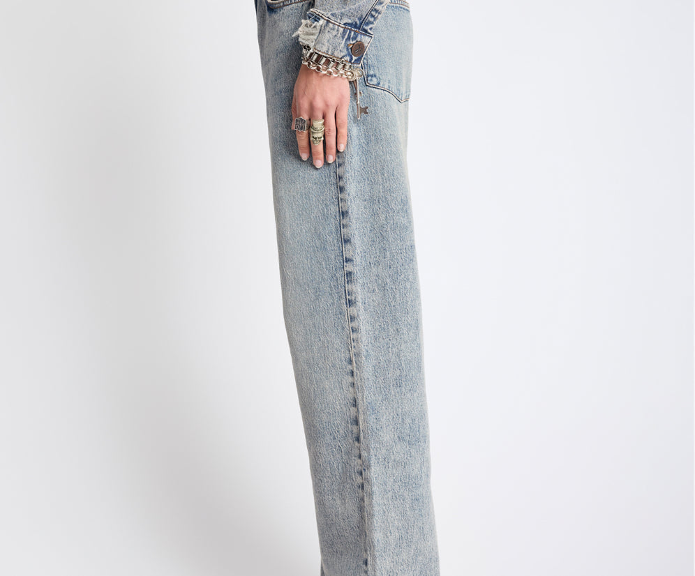 Icon High Waist Straight Leg Denim Jeans - Cloud Blue