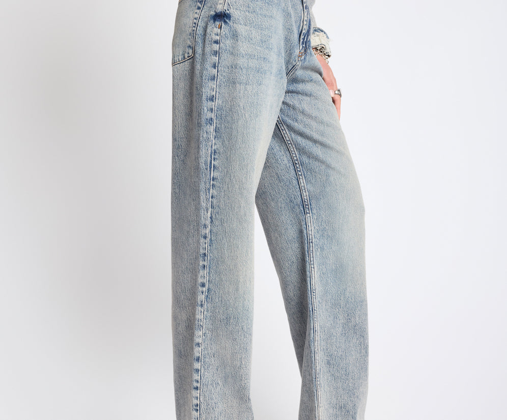 Icon High Waist Straight Leg Denim Jeans - Cloud Blue