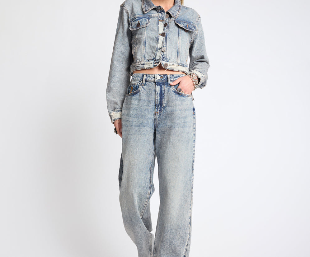 Icon High Waist Straight Leg Denim Jeans - Cloud Blue