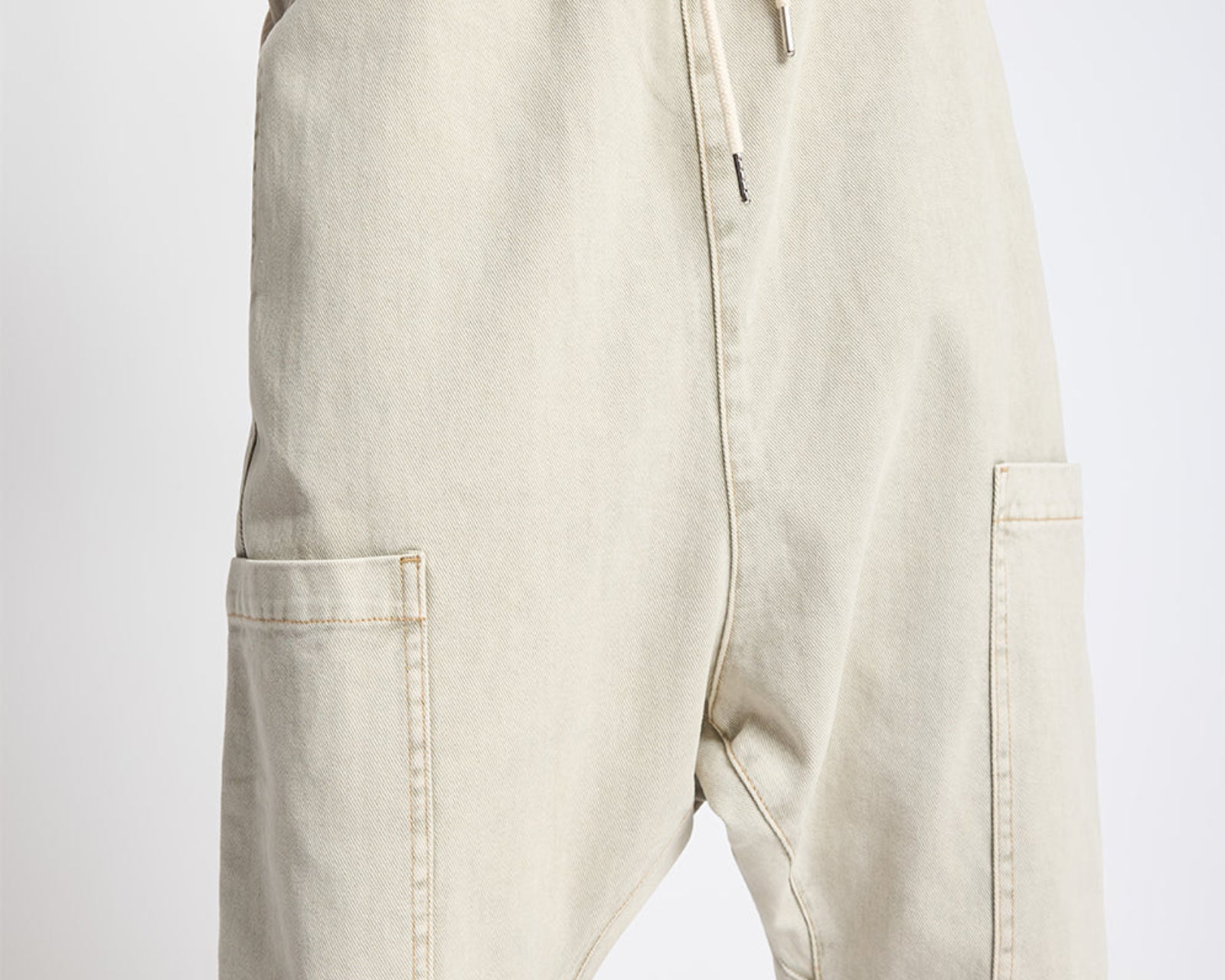 Isla Low Waist Drawstring Harem Denim Jeans - Antique Khaki