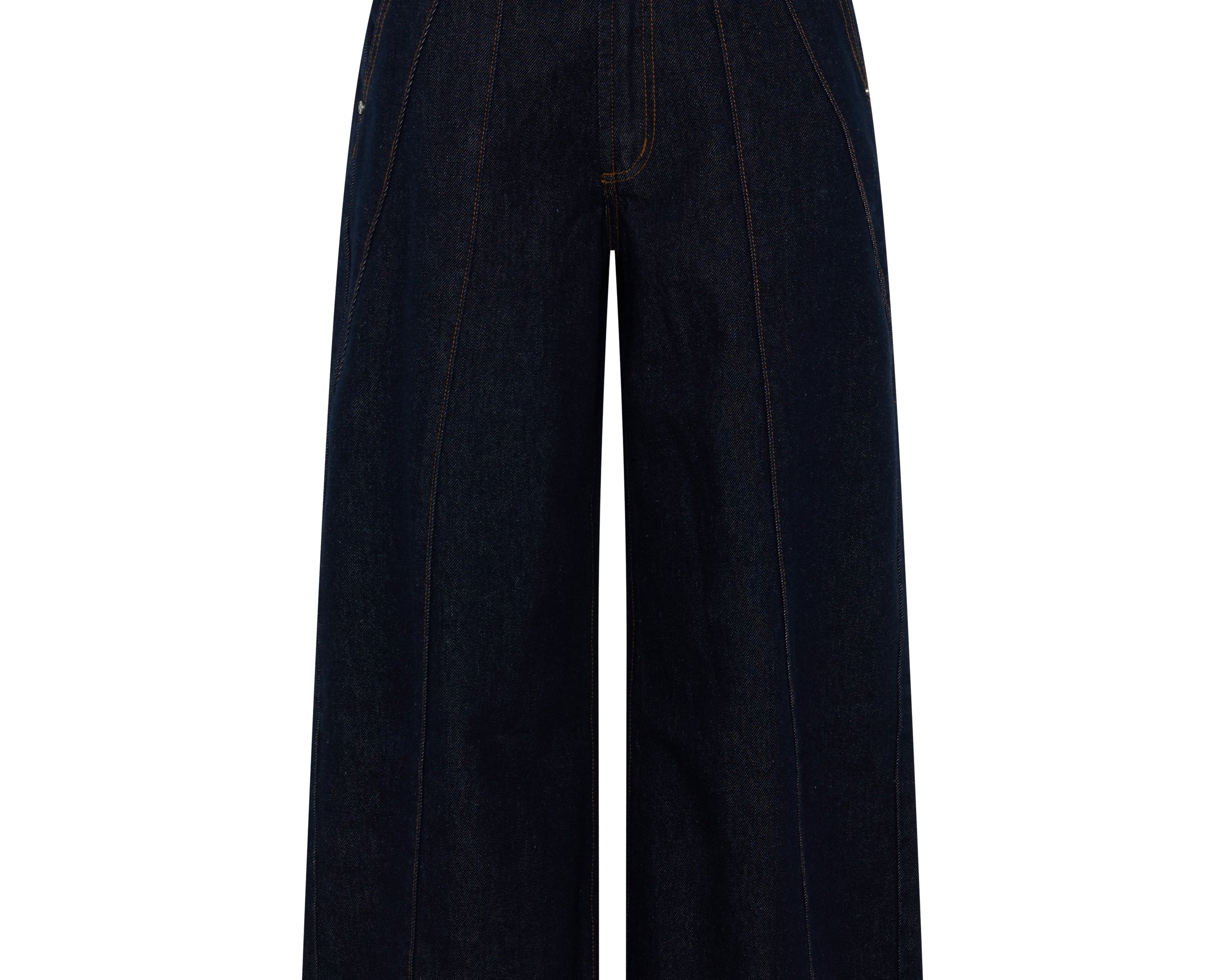 Hayden Mid Waist Wide Leg Cropped Denim Jeans - Raw Indigo