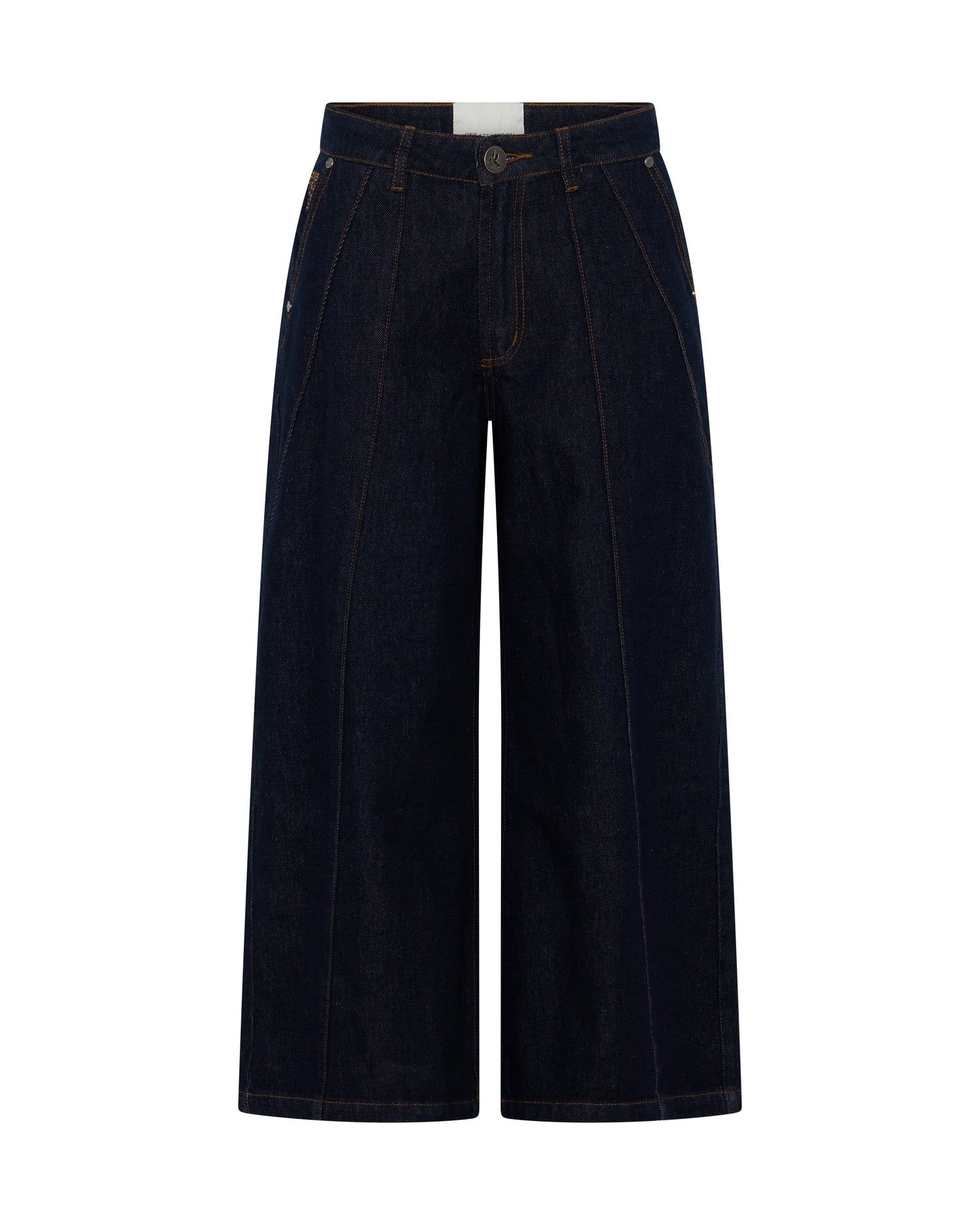 Hayden Mid Waist Wide Leg Cropped Denim Jeans - Raw Indigo