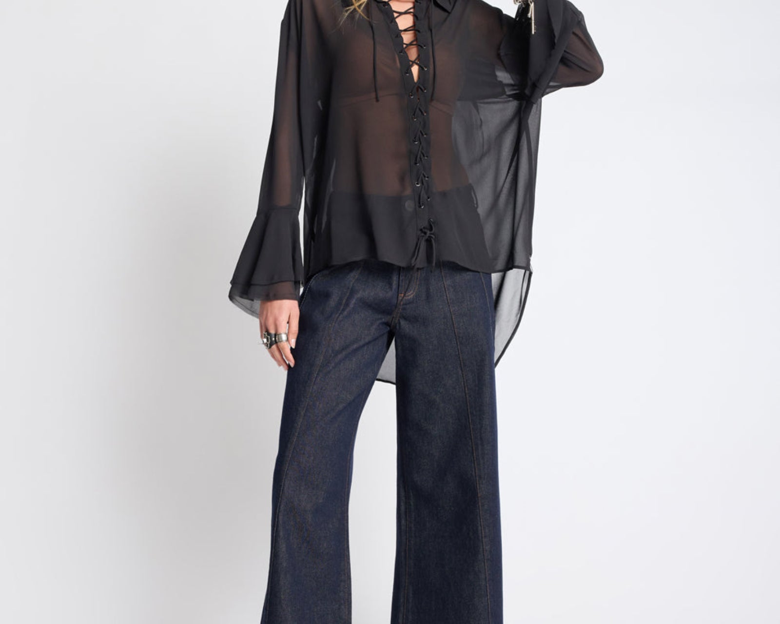 Hayden Mid Waist Wide Leg Cropped Denim Jeans - Raw Indigo