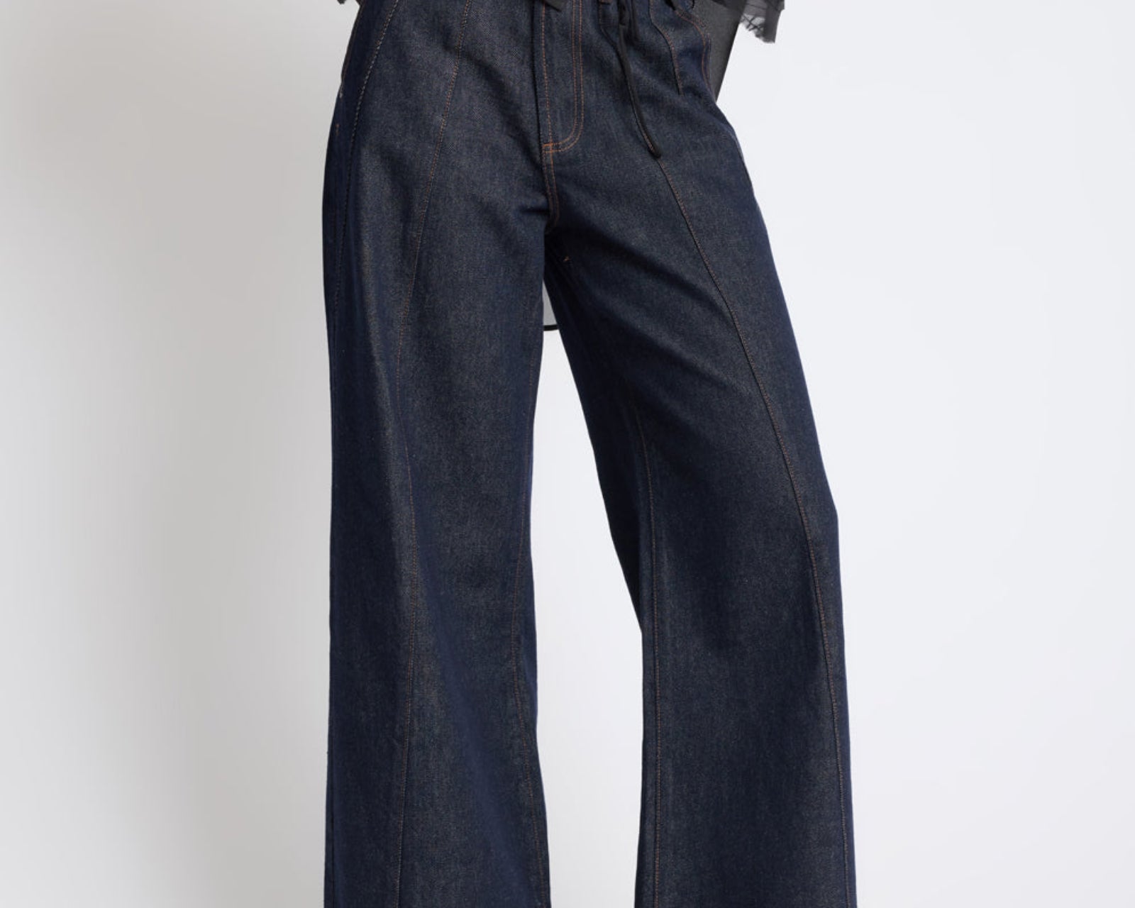 Hayden Mid Waist Wide Leg Cropped Denim Jeans - Raw Indigo