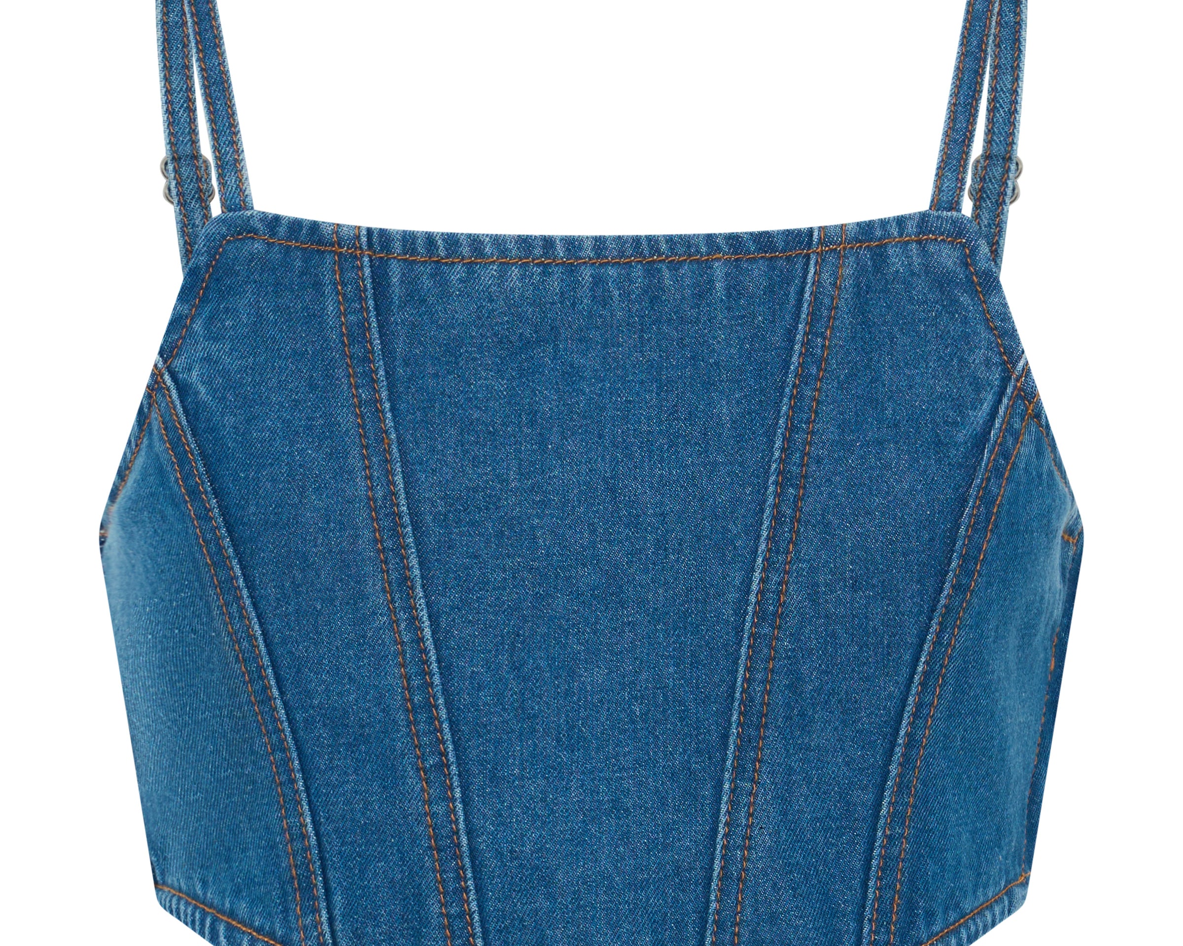 Honey Rider Bustier Crop Denim Top - Pacifica Blue