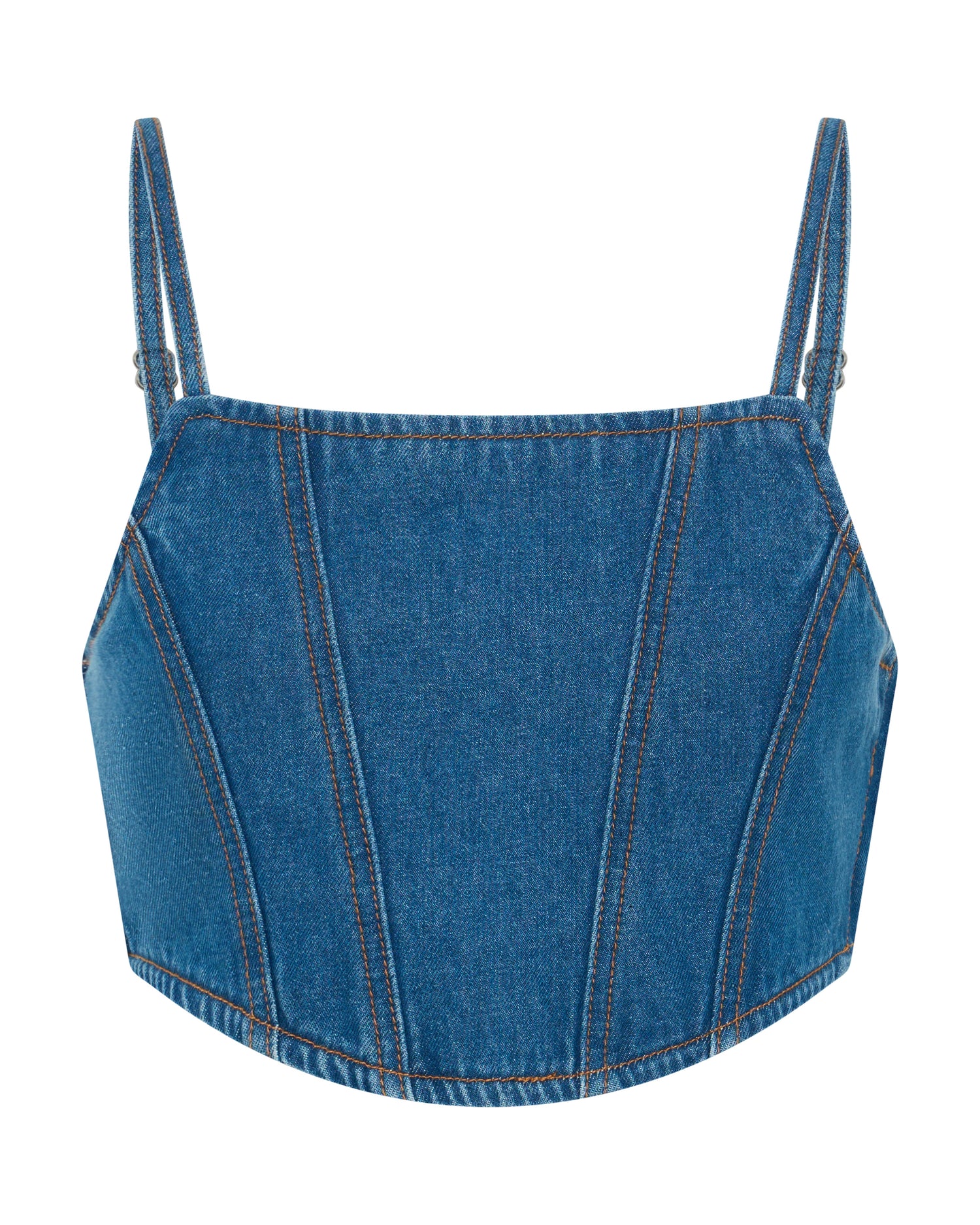 Honey Rider Bustier Crop Denim Top - Pacifica Blue