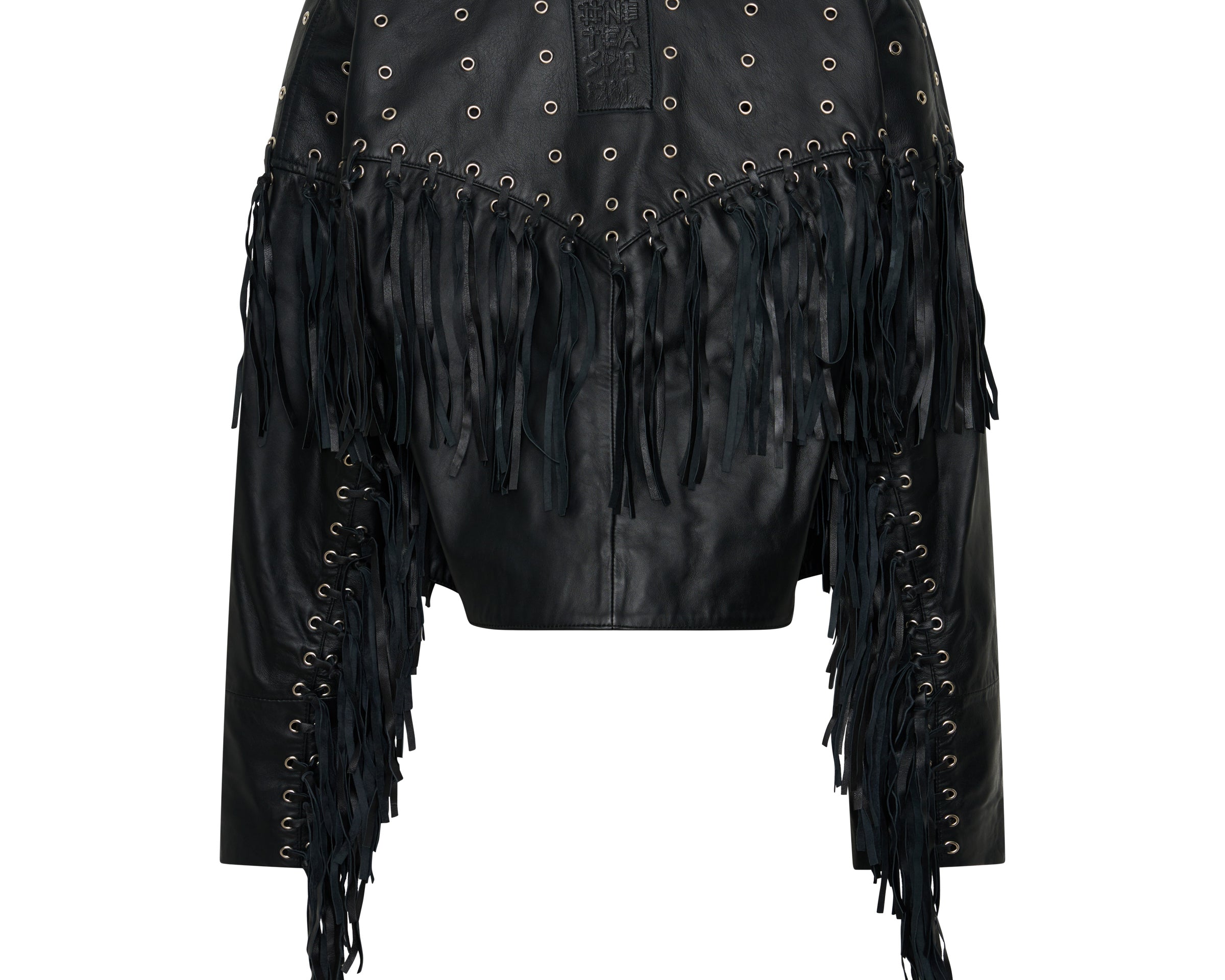 Rogue Rodeo Fringed Cropped Leather Jacket - Black