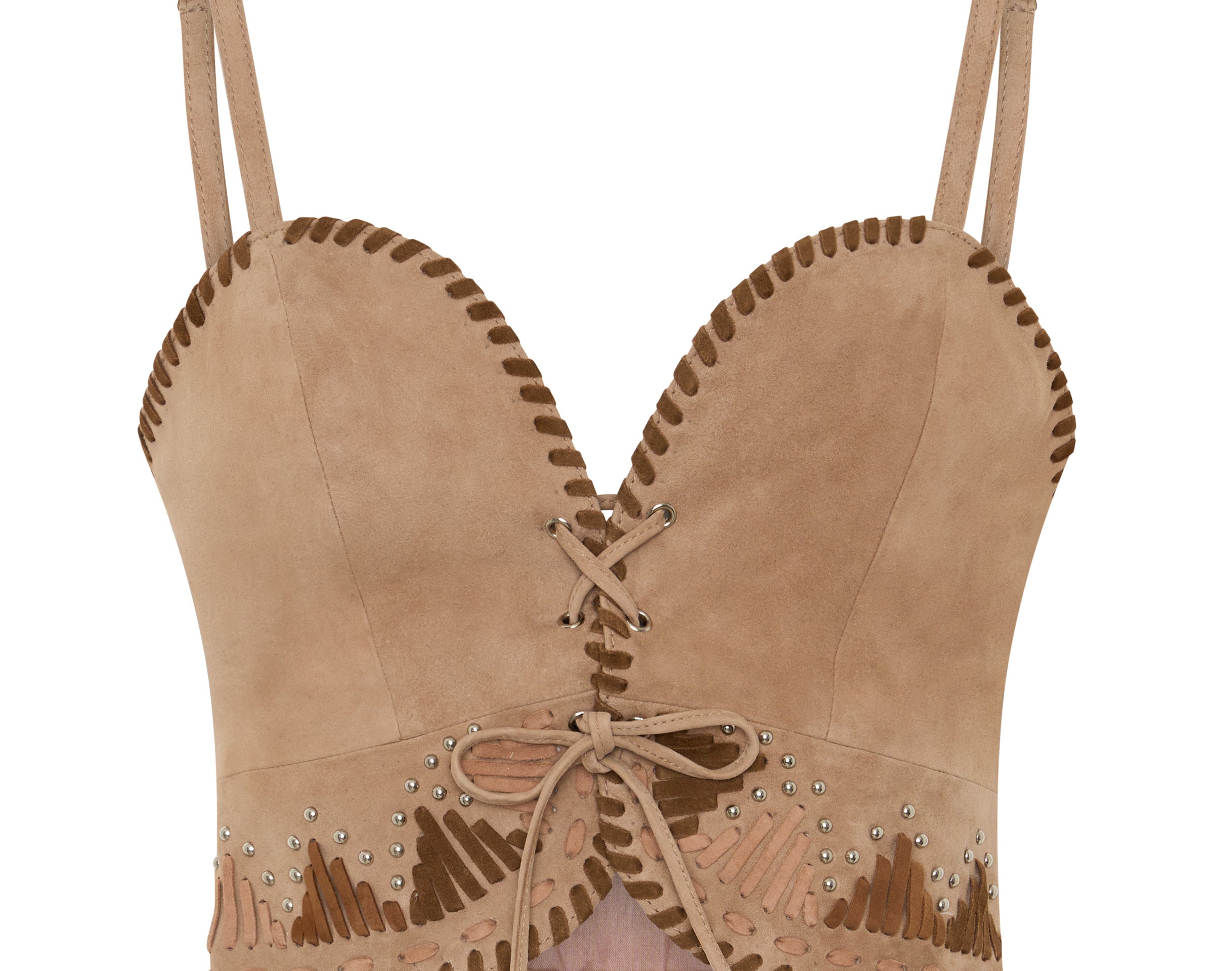 Wild Prairie Bustier Suede Crop Top - Dusty Pink