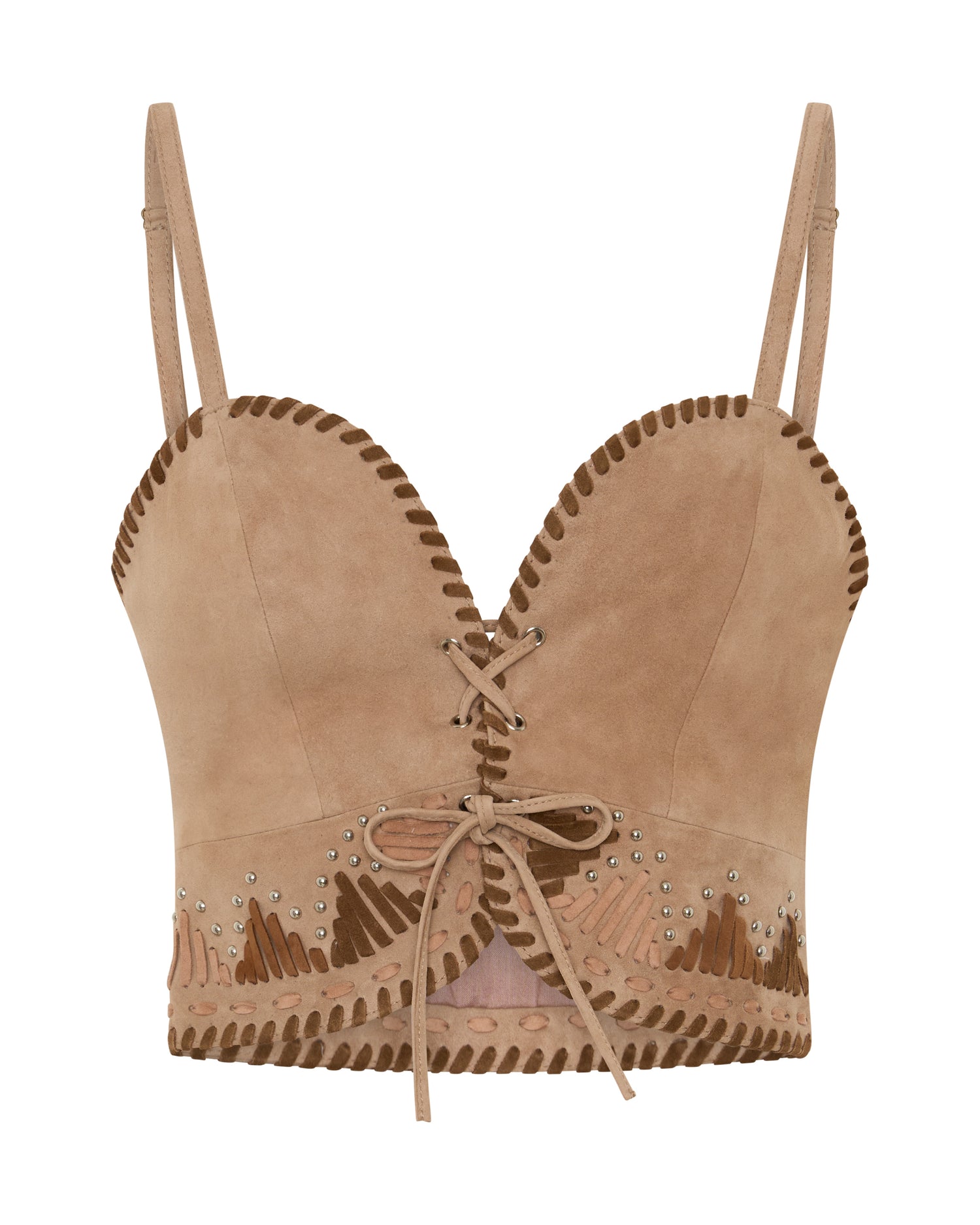 Wild Prairie Bustier Suede Crop Top - Dusty Pink