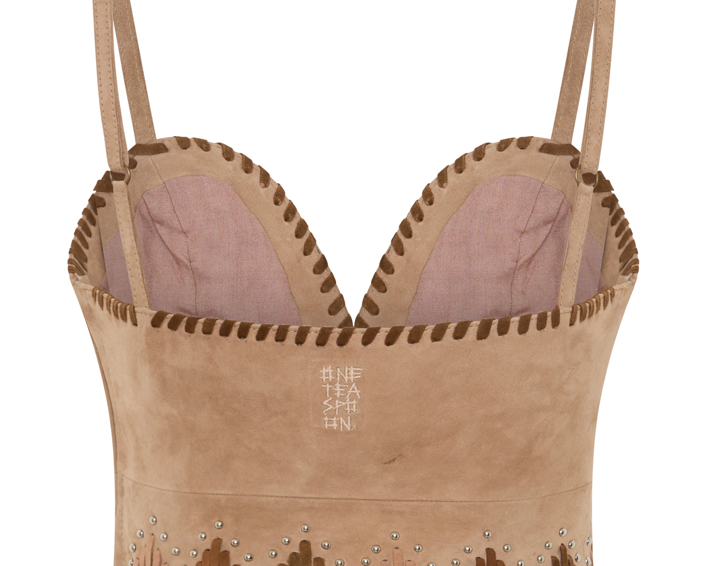 Wild Prairie Bustier Suede Crop Top - Dusty Pink