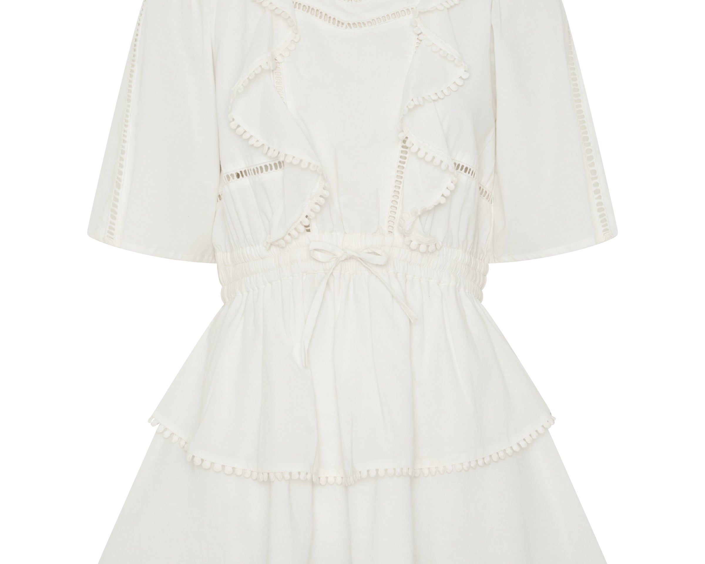 Woodstock Ruffle Mini Dress - Ivory