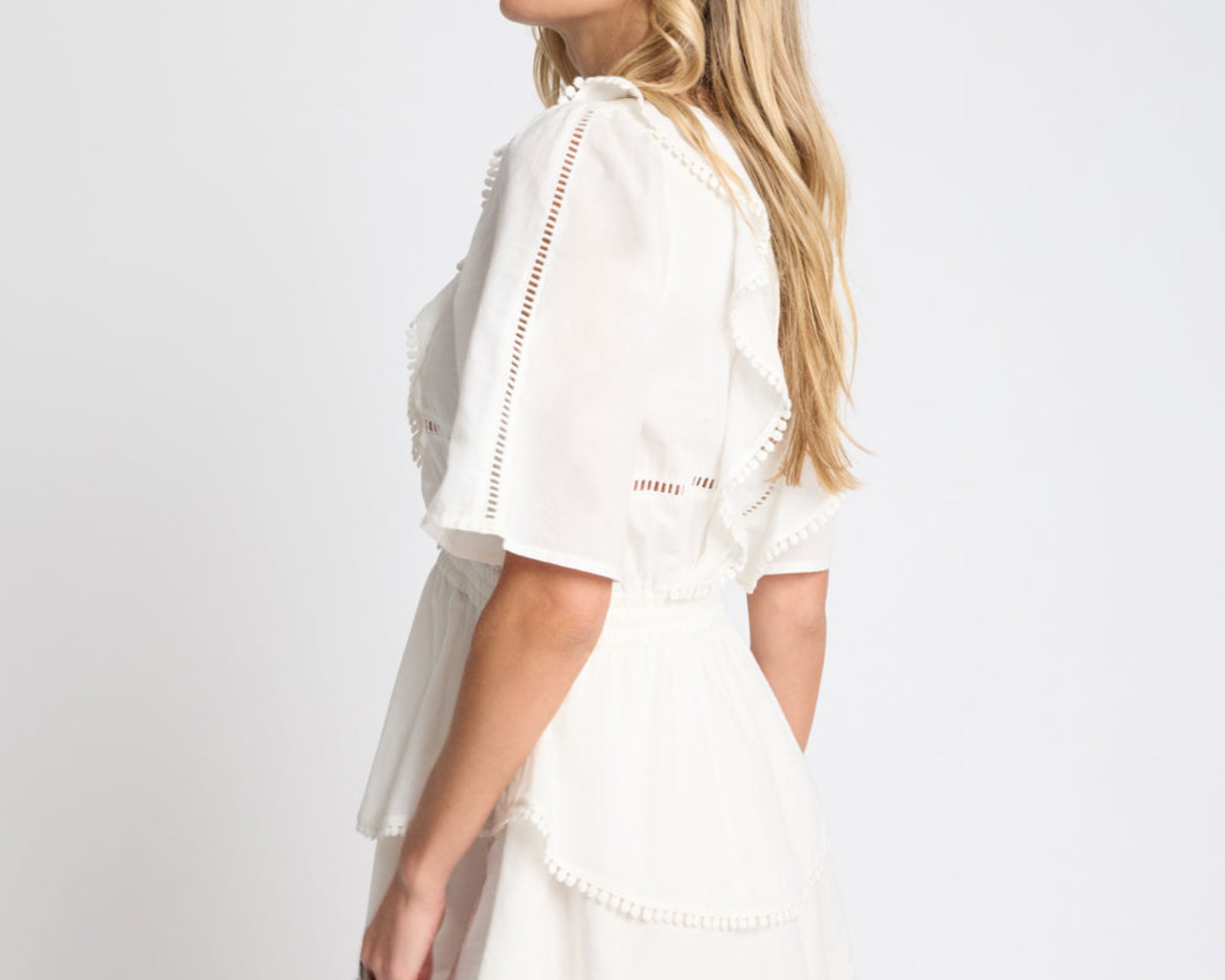 Woodstock Ruffle Mini Dress - Ivory