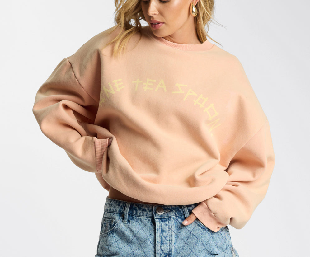 Ot Luxe Oversized Bubble Hem Fleece Sweater - Coral