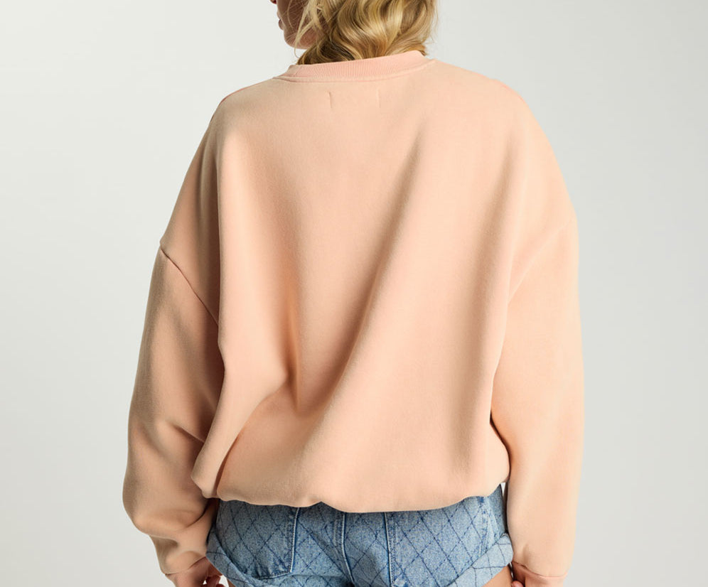 Ot Luxe Oversized Bubble Hem Fleece Sweater - Coral