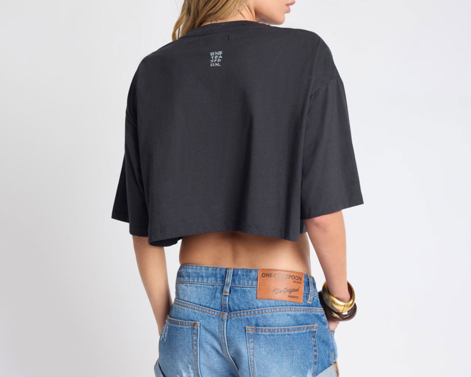Wild Horses Crop Tee - Washed Black