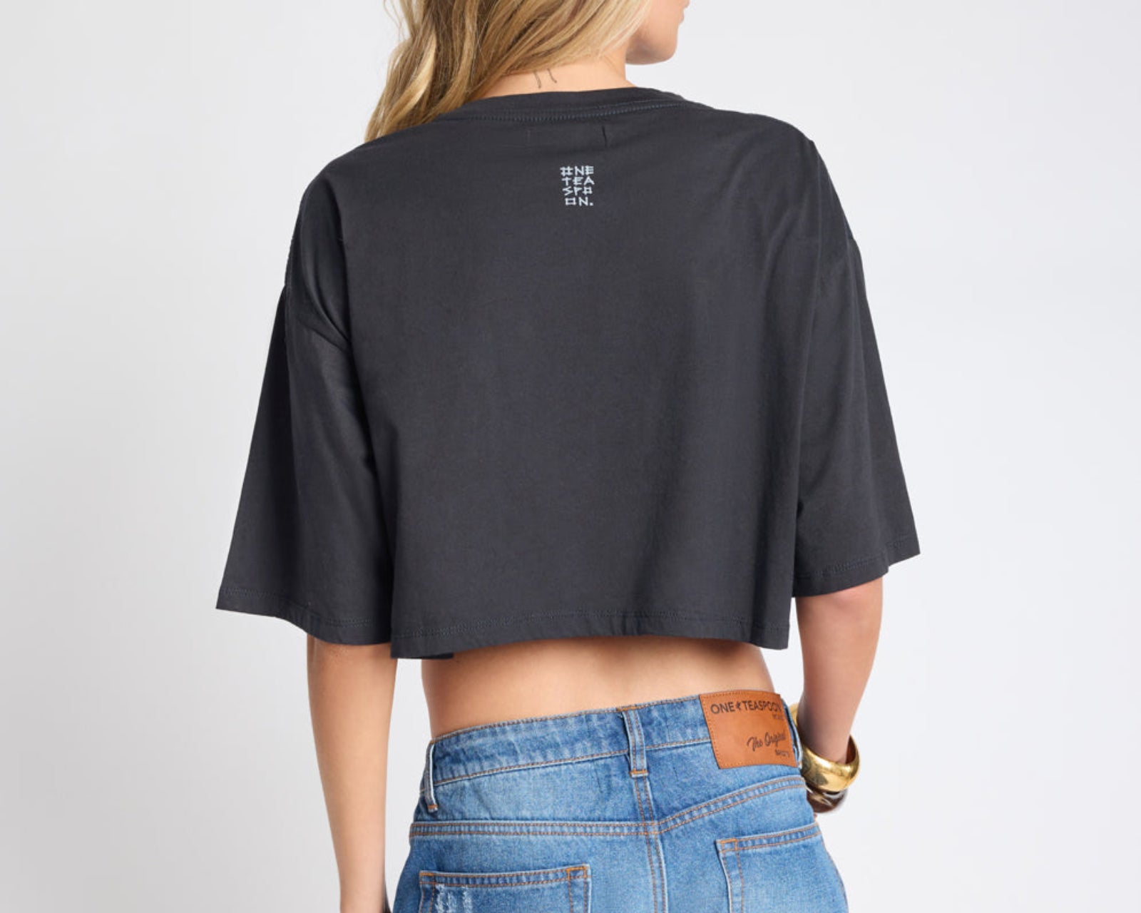 Wild Horses Crop Tee - Washed Black