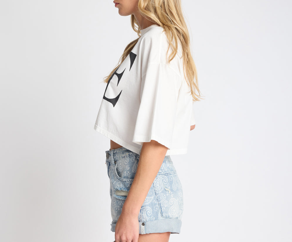 One Logo Boxy Crop Tee - Ivory