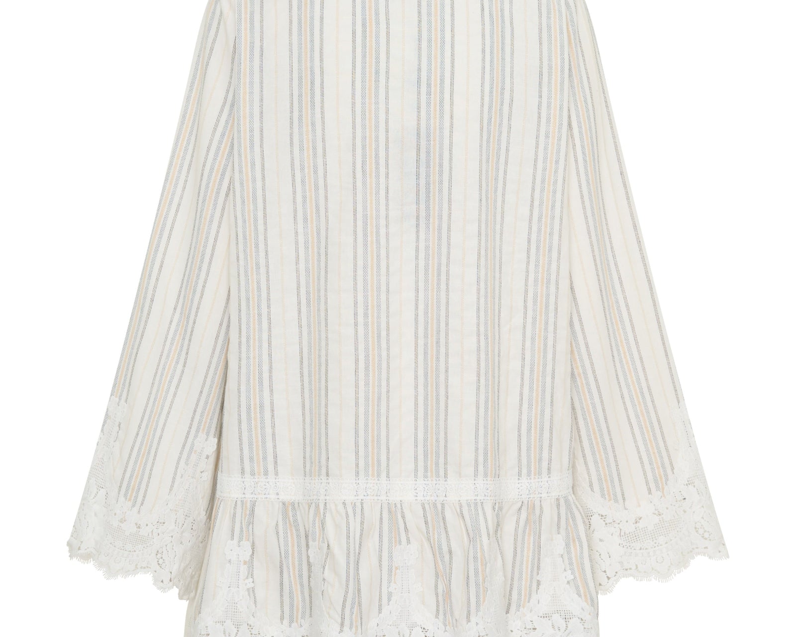 Moonlight Prairie Lace Longsleeve Mini Dress - White Stripe