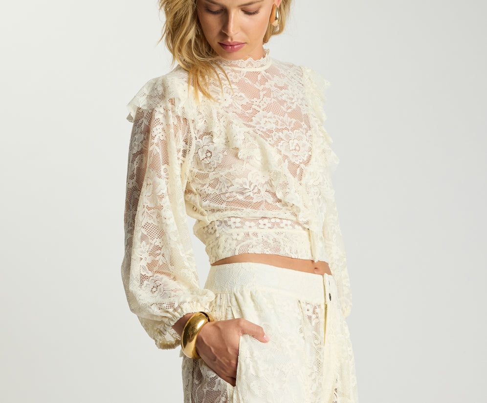 Savage Romance Lace Frill Cami Top - Vintage White