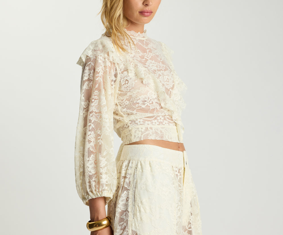 Savage Romance Lace Frill Cami Top - Vintage White