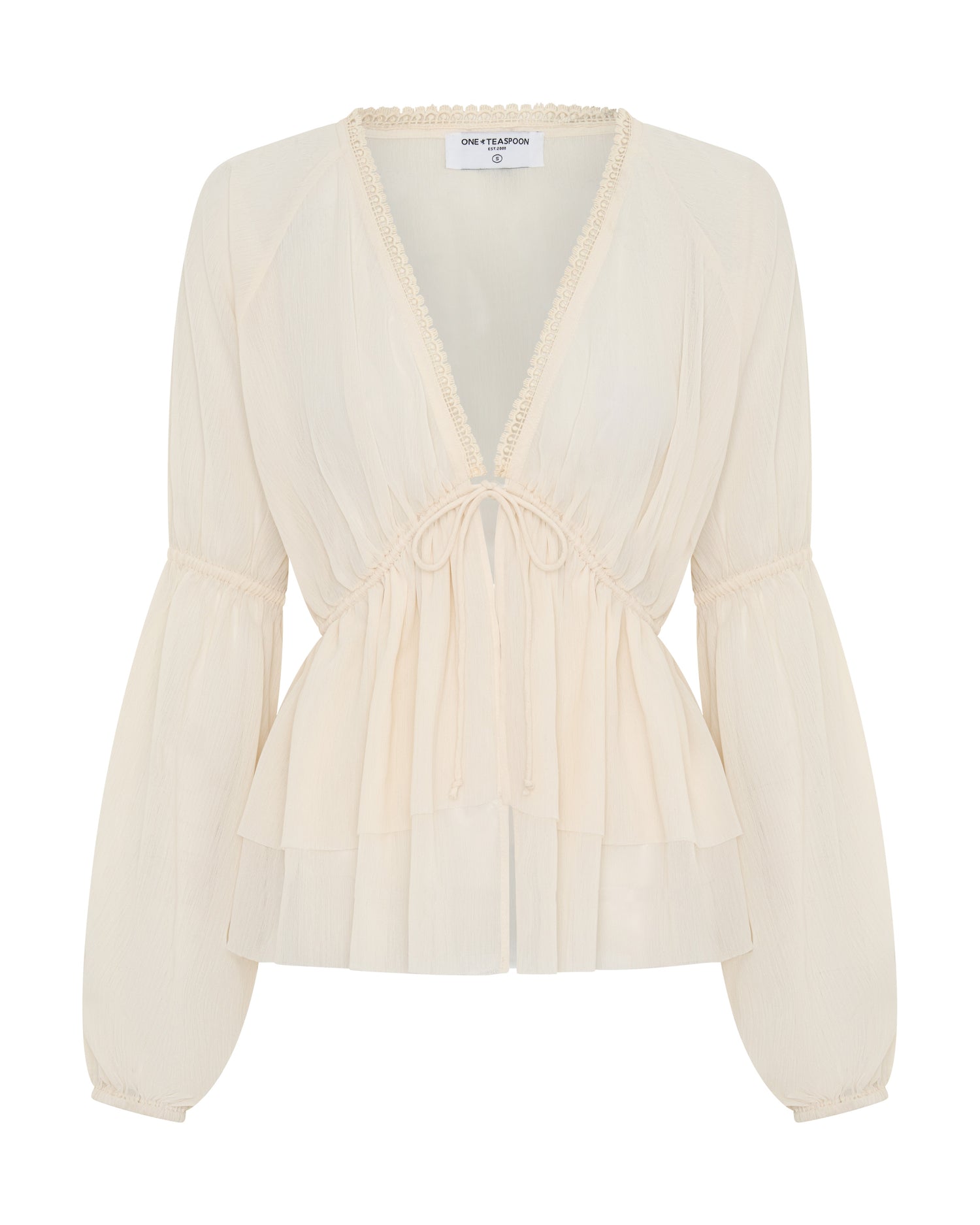 Luminette Sheer Longsleeve Blouse - Ivory