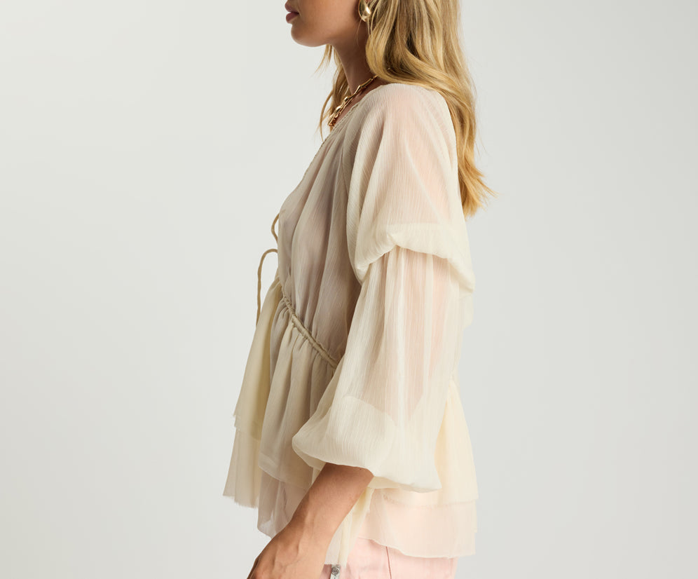 Luminette Sheer Longsleeve Blouse - Ivory
