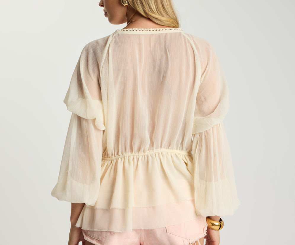 Luminette Sheer Longsleeve Blouse - Ivory