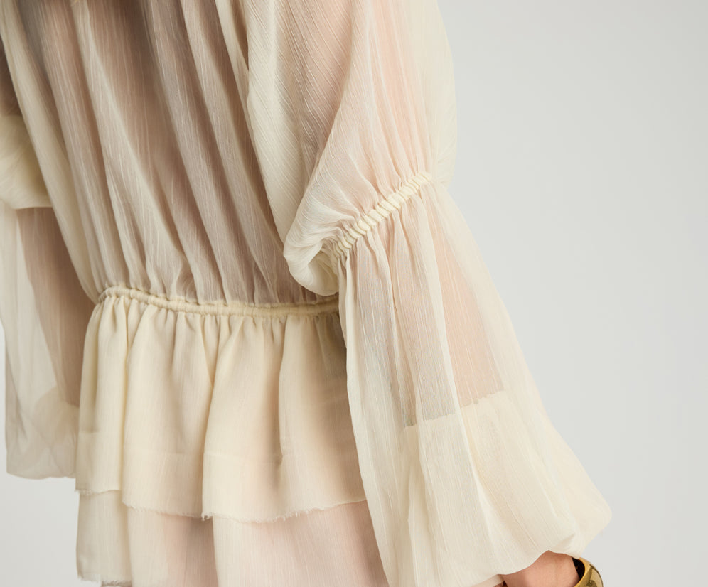 Luminette Sheer Longsleeve Blouse - Ivory