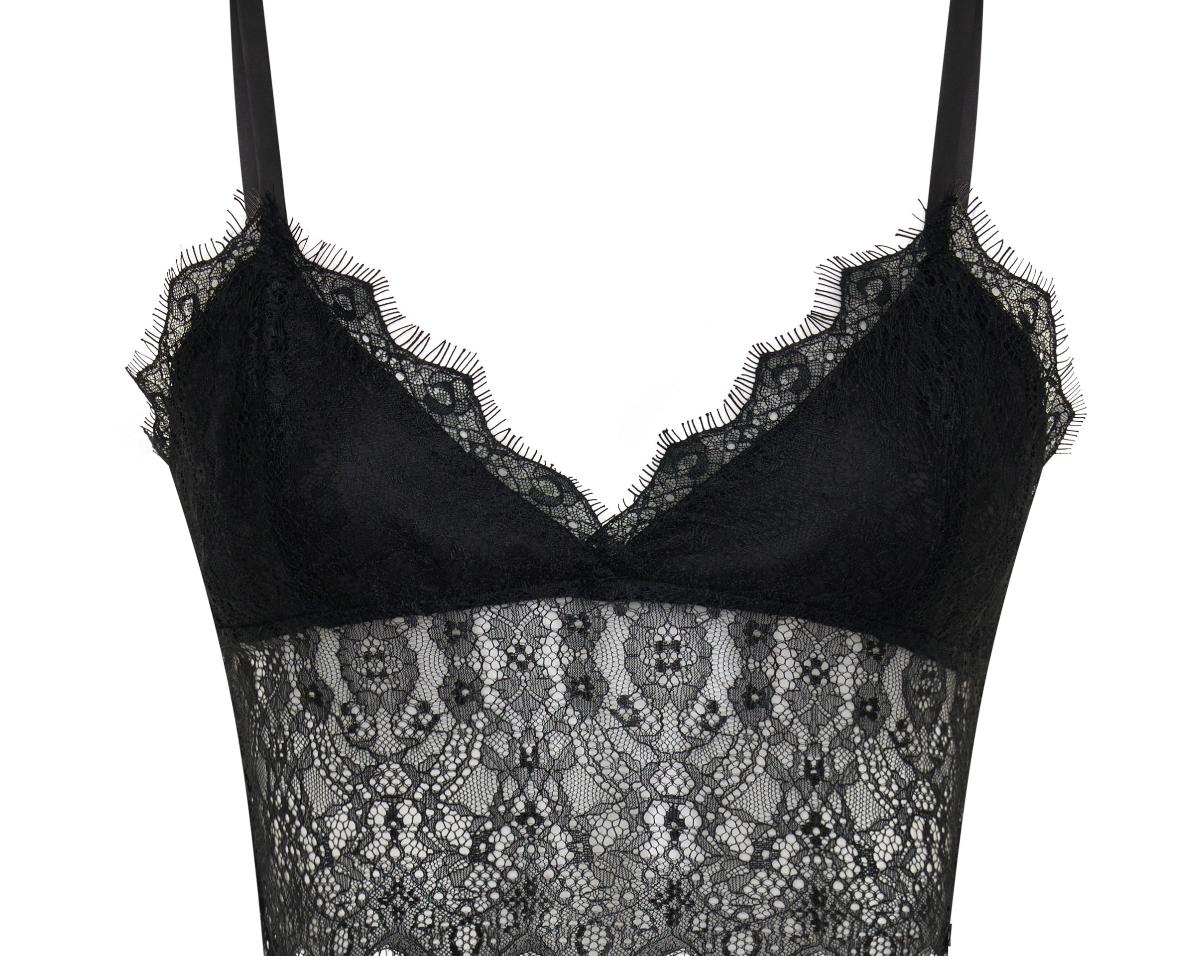 Vintage Whisper Lace Bralette Top - Black
