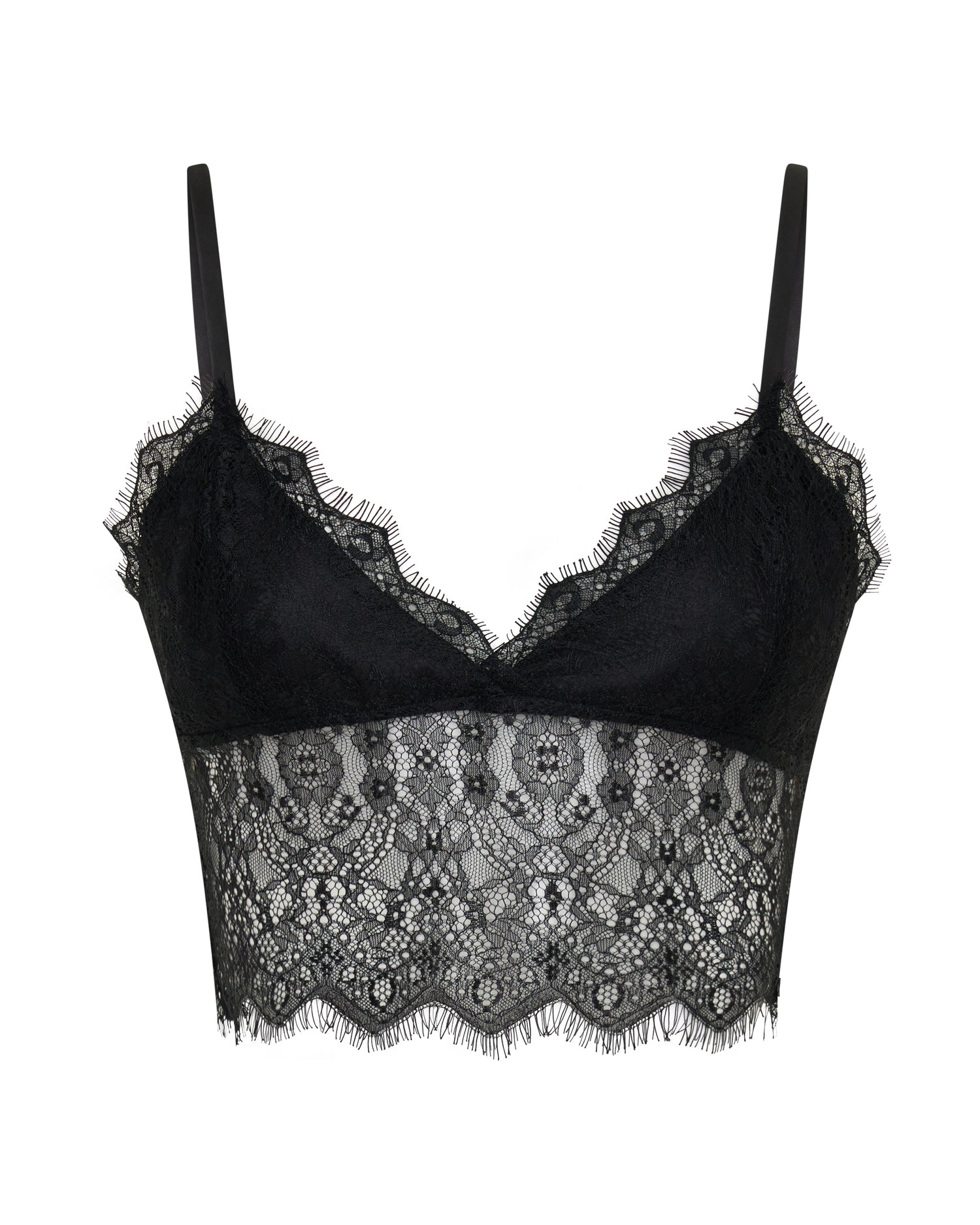 Vintage Whisper Lace Bralette Top - Black