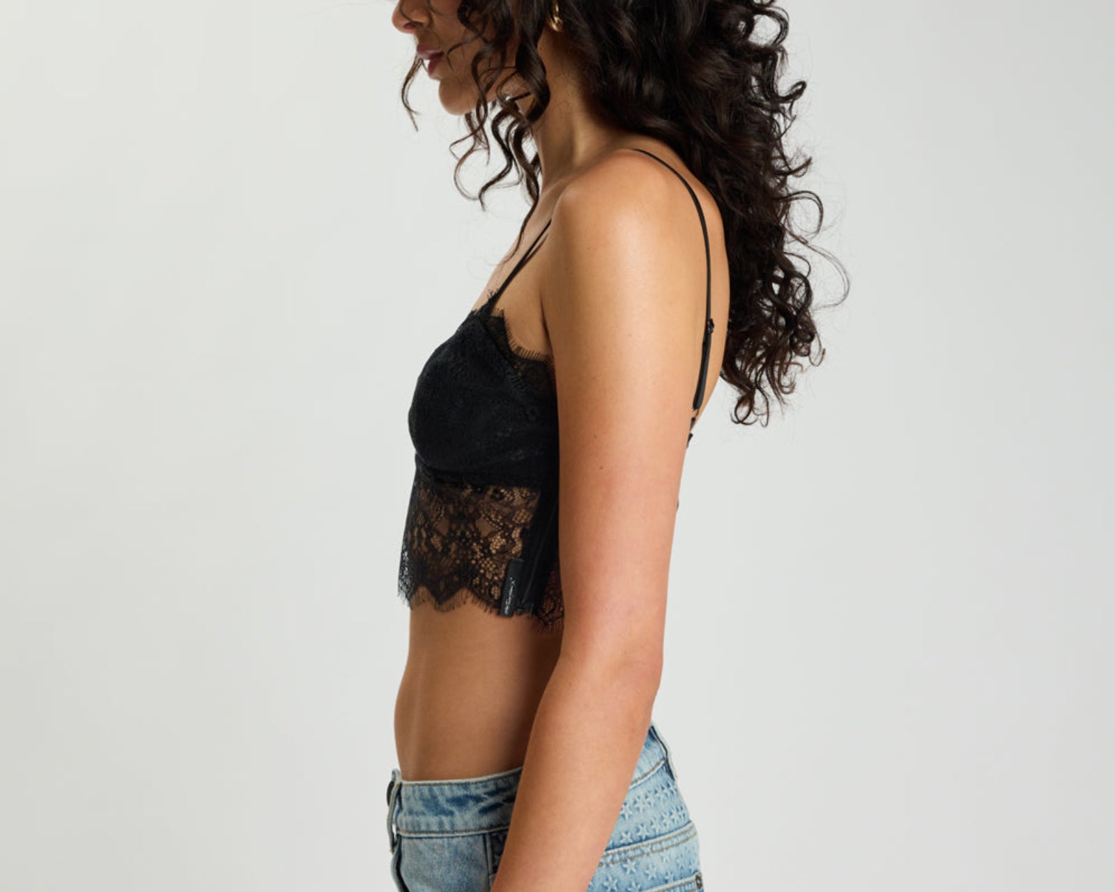 Vintage Whisper Lace Bralette Top - Black