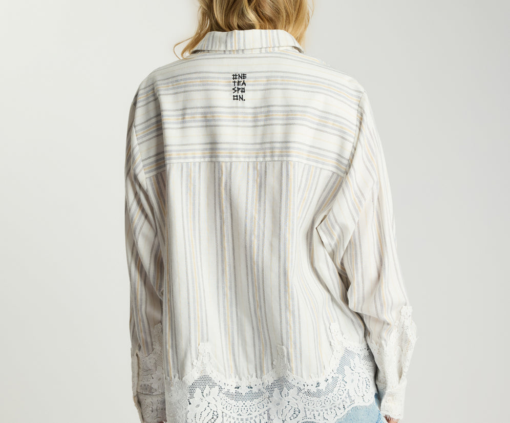 Moonlight Prairie Tuxedo Shirt - White Stripe
