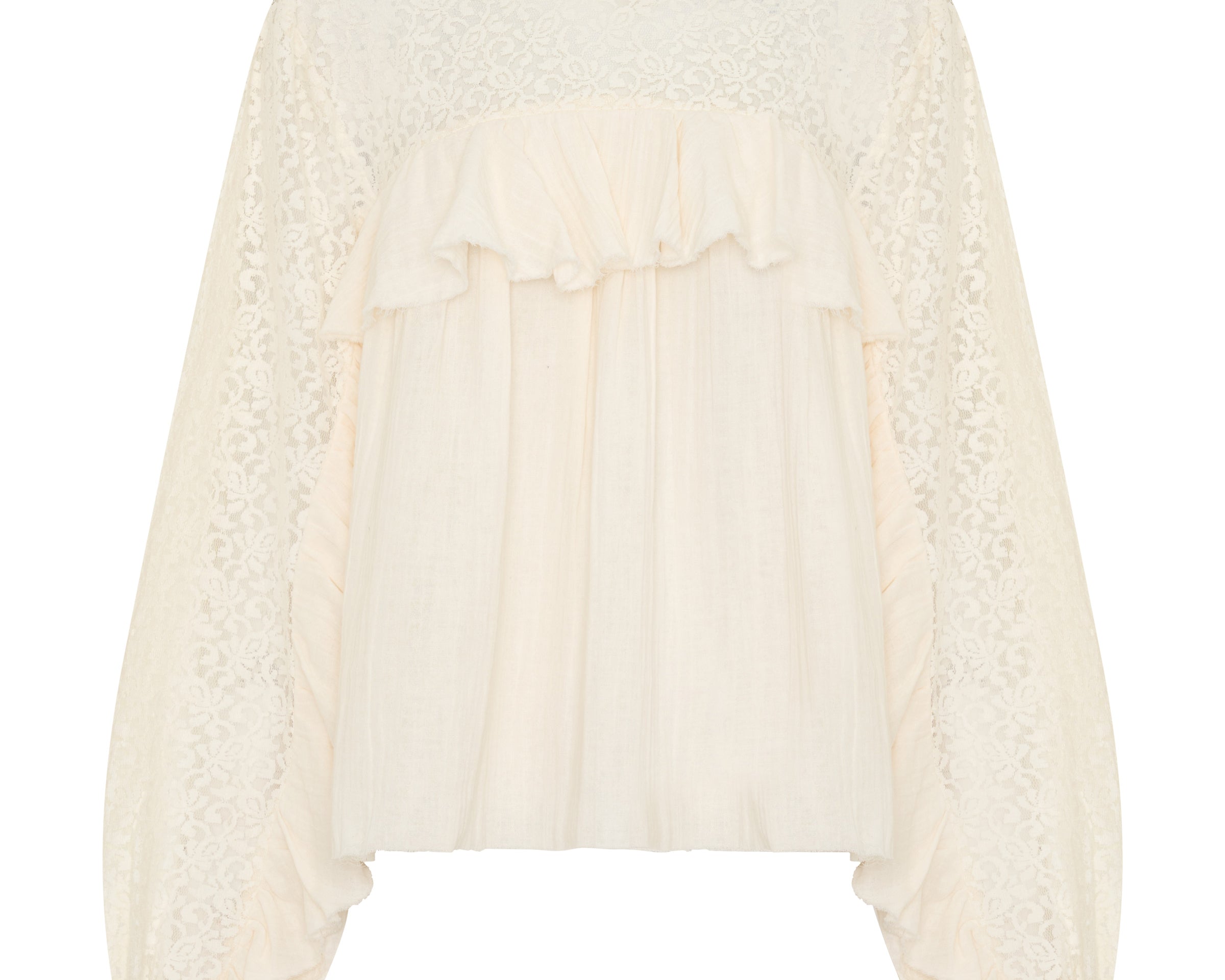 Willow Haven Frill Longsleeve Blouse - Ivory