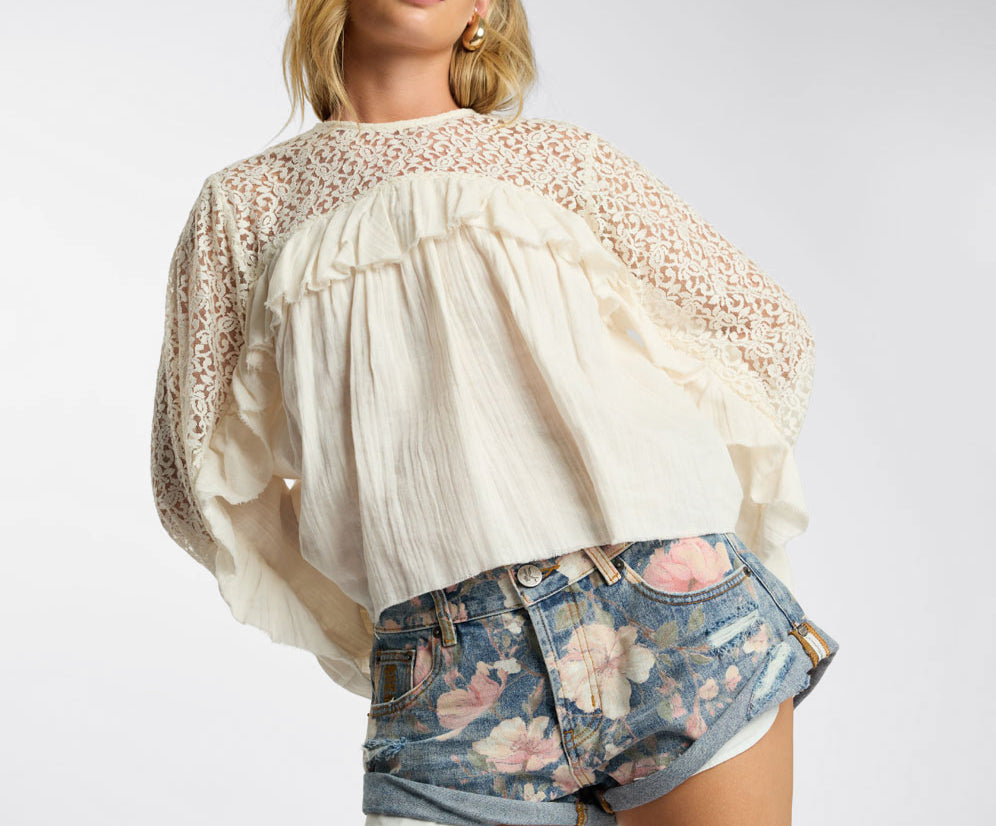 Willow Haven Frill Longsleeve Blouse - Ivory