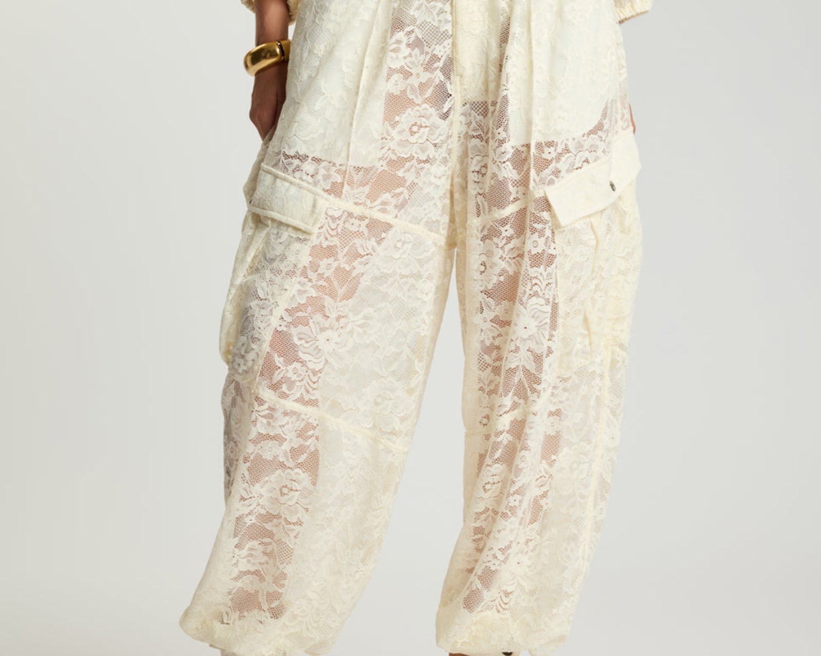 Savage Romance Utility Lace Pants - Vintage White