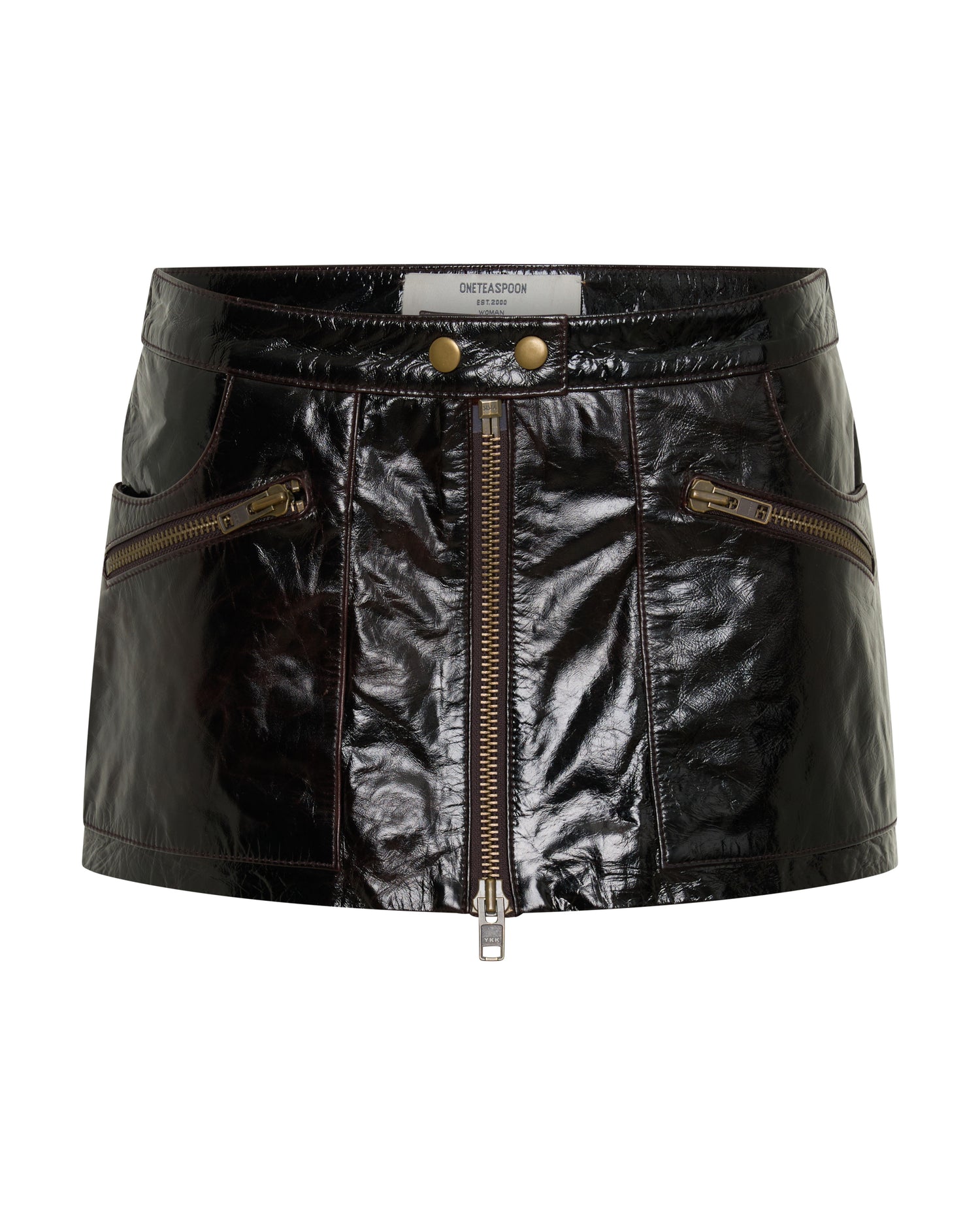 Obsidian Zipped Leather Mini Skirt - Merlot