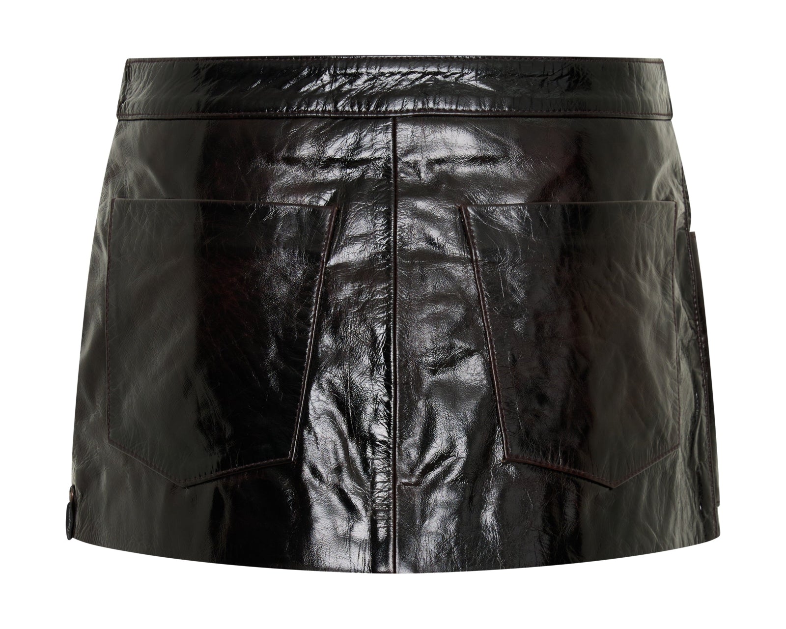 Obsidian Zipped Leather Mini Skirt - Merlot