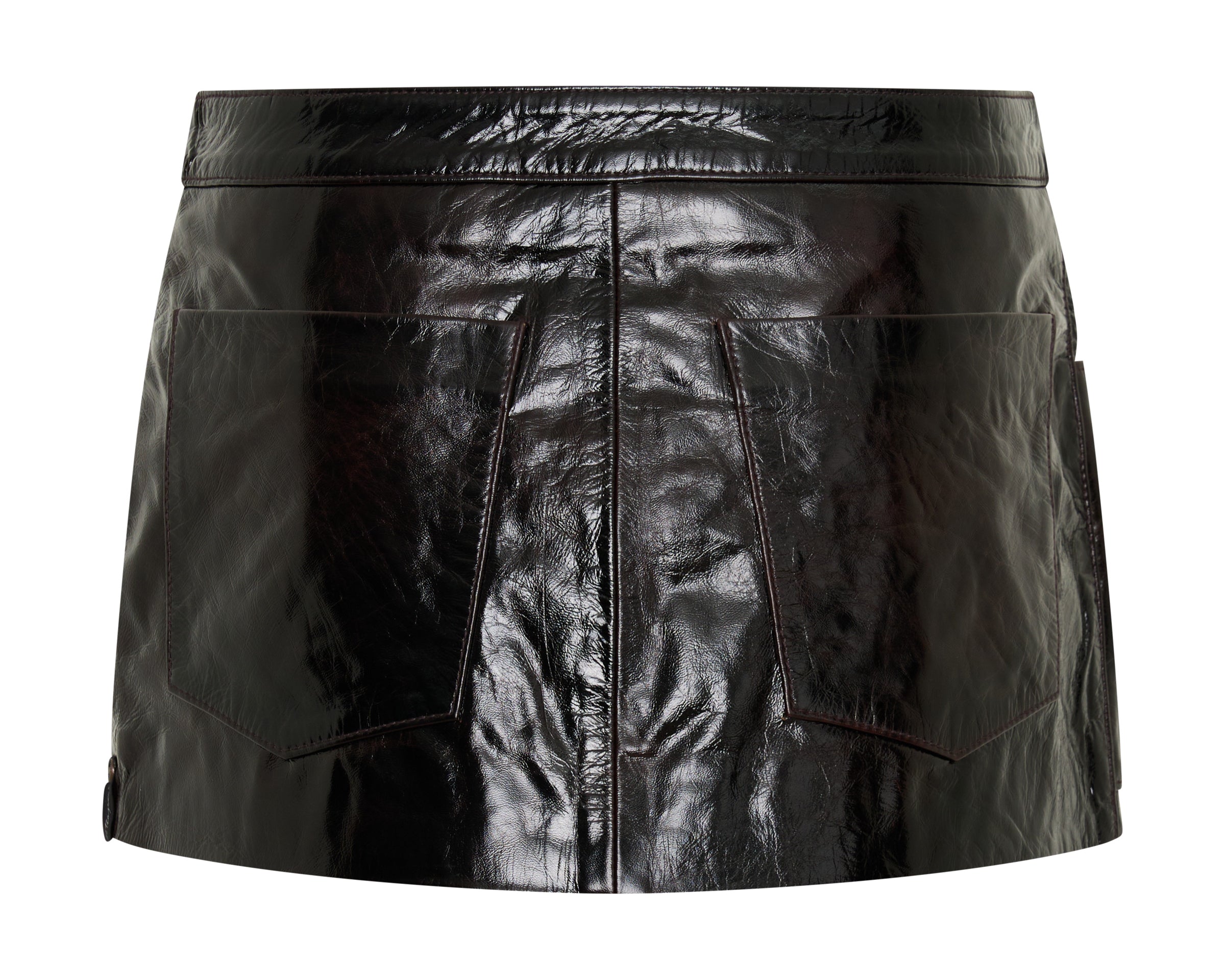 Obsidian Zipped Leather Mini Skirt - Merlot
